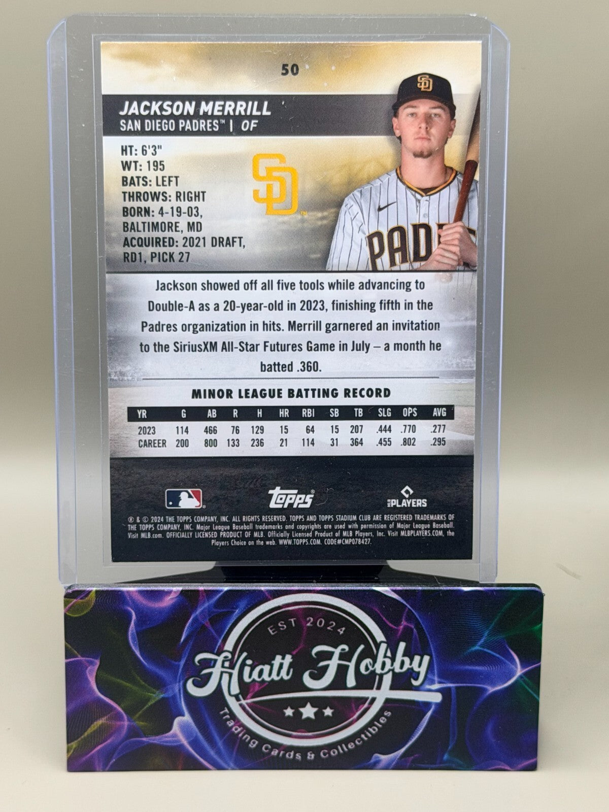 2024 Topps Stadium Club - #50 Jackson Merrill (RC)