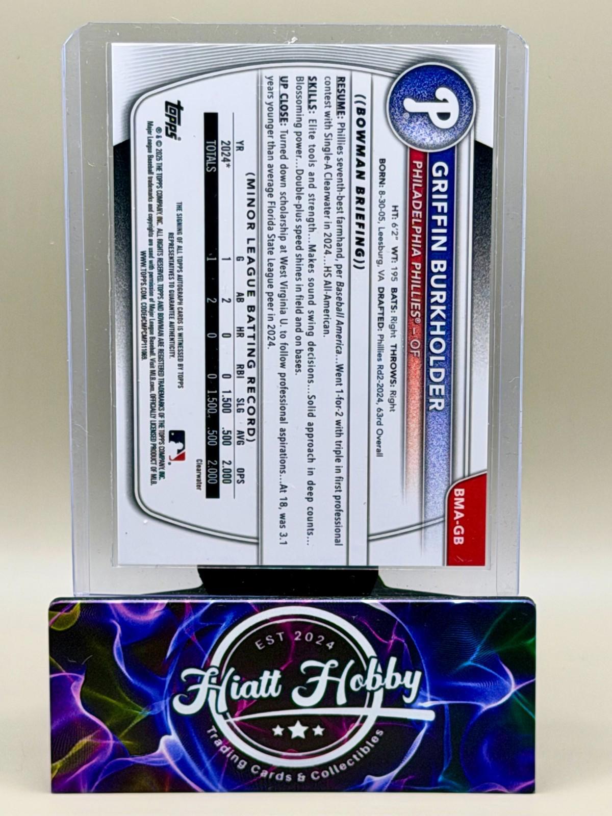 2025 Bowman Chrome - Griffin Burkholder #BMA-GB - Mojo Auto (RC, AU)