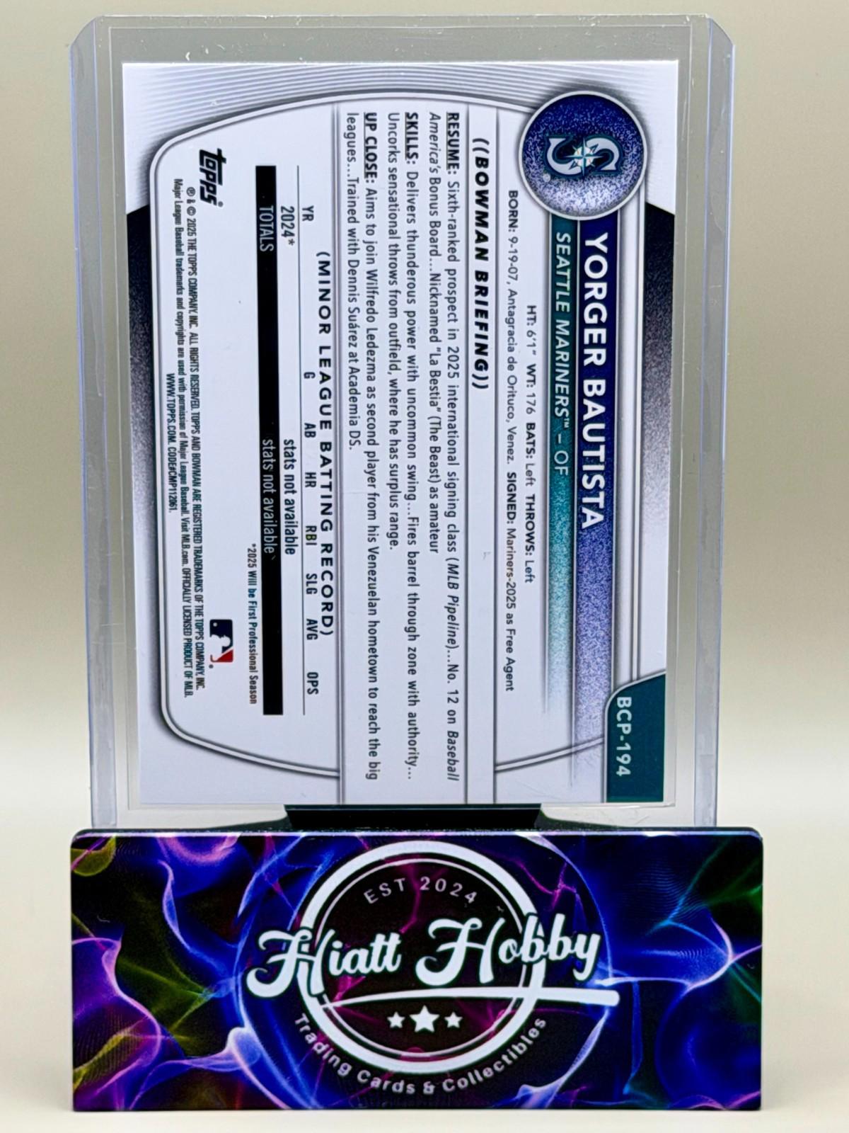 2025 Bowman Chrome - Yorger Bautista #BCP-194 Mini Diamond Refreactor (RC)