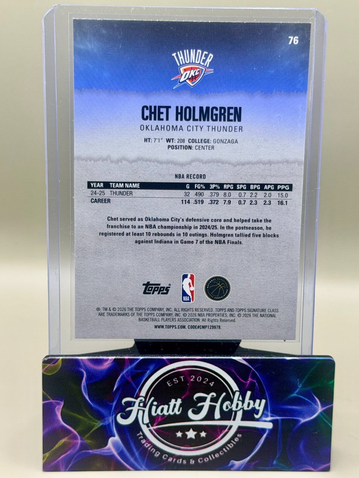 2025-26 Topps Signature Class Basketball - #76 Chet Holmgren - Orange Blue