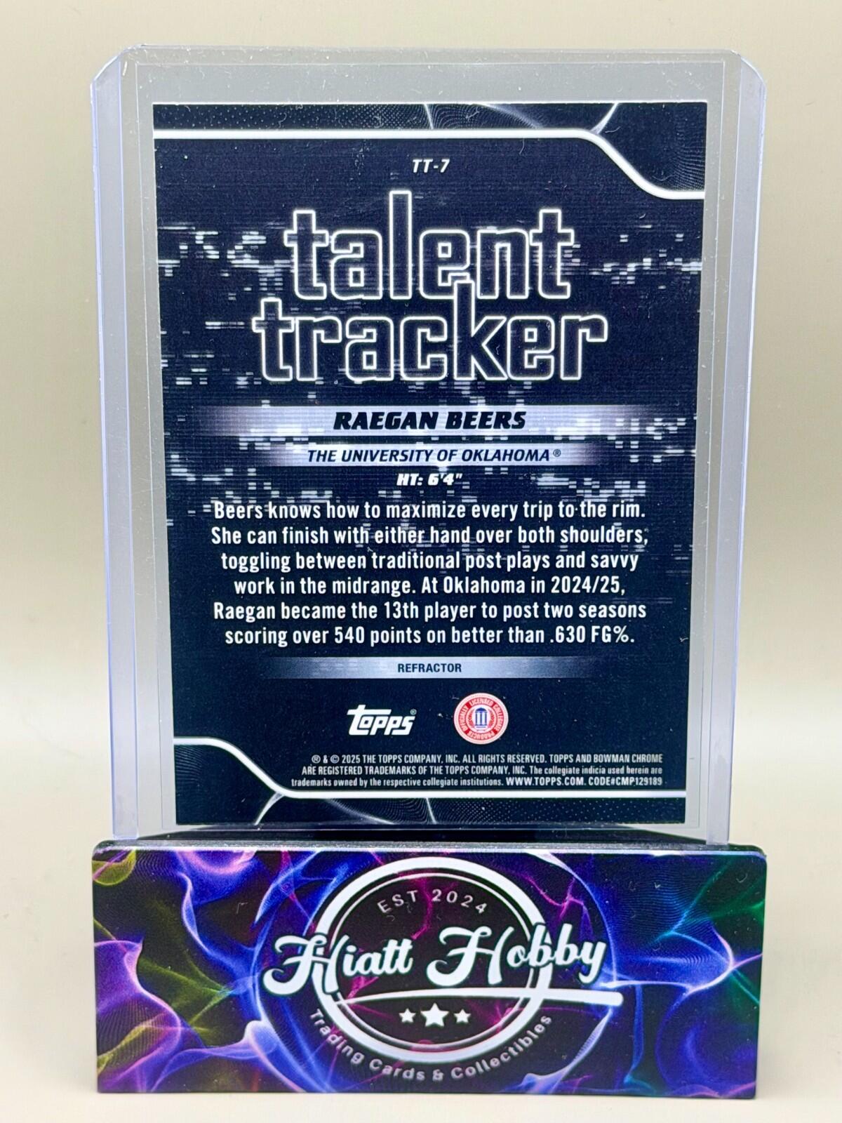 2025-26 Bowman Chrome Basketball #TT-7 Reagan Beers - Talent Tracker - Refractor