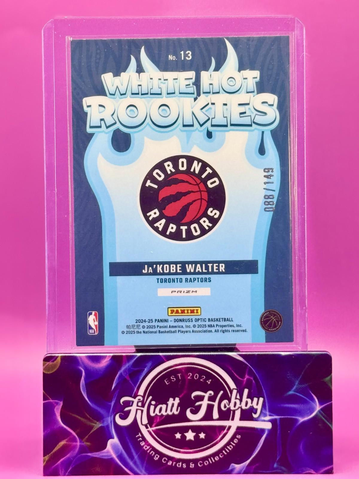 2024-25 Donruss Optic Ja'Kobe Walter #12 White Hot Rookies Green Shock /149 (RC)