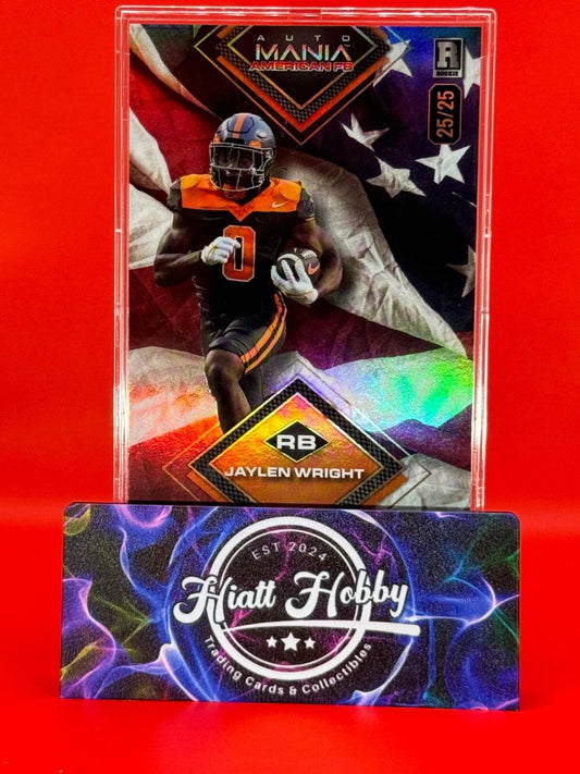 2024 Wild Card Auto Mania - Jaylen Wright #AMAD-JW - Flag rainbow Foil 25/25