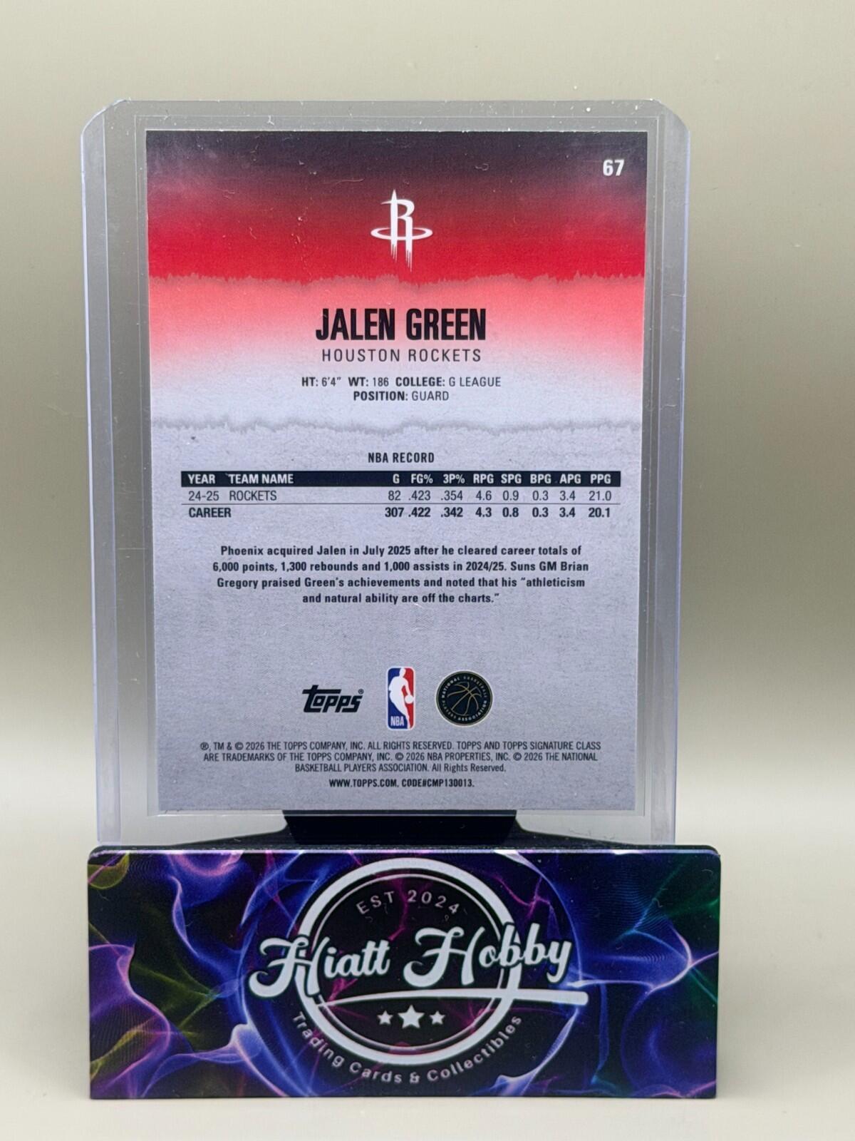 2025-26 Topps Signature Series Basketball - #67 Jalen Green - Chrome