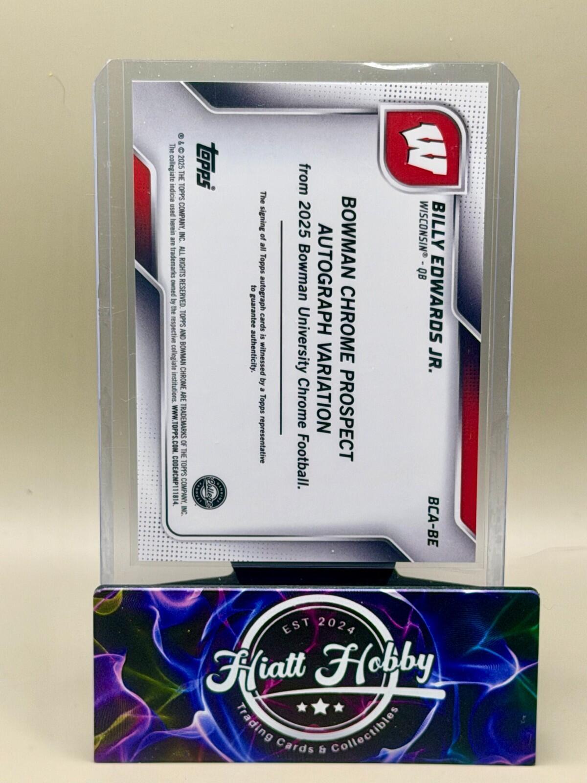 2025 Bowman Chrome U - #BCA-BE Billy Edwards Jr - Gold Stealth Auto /50