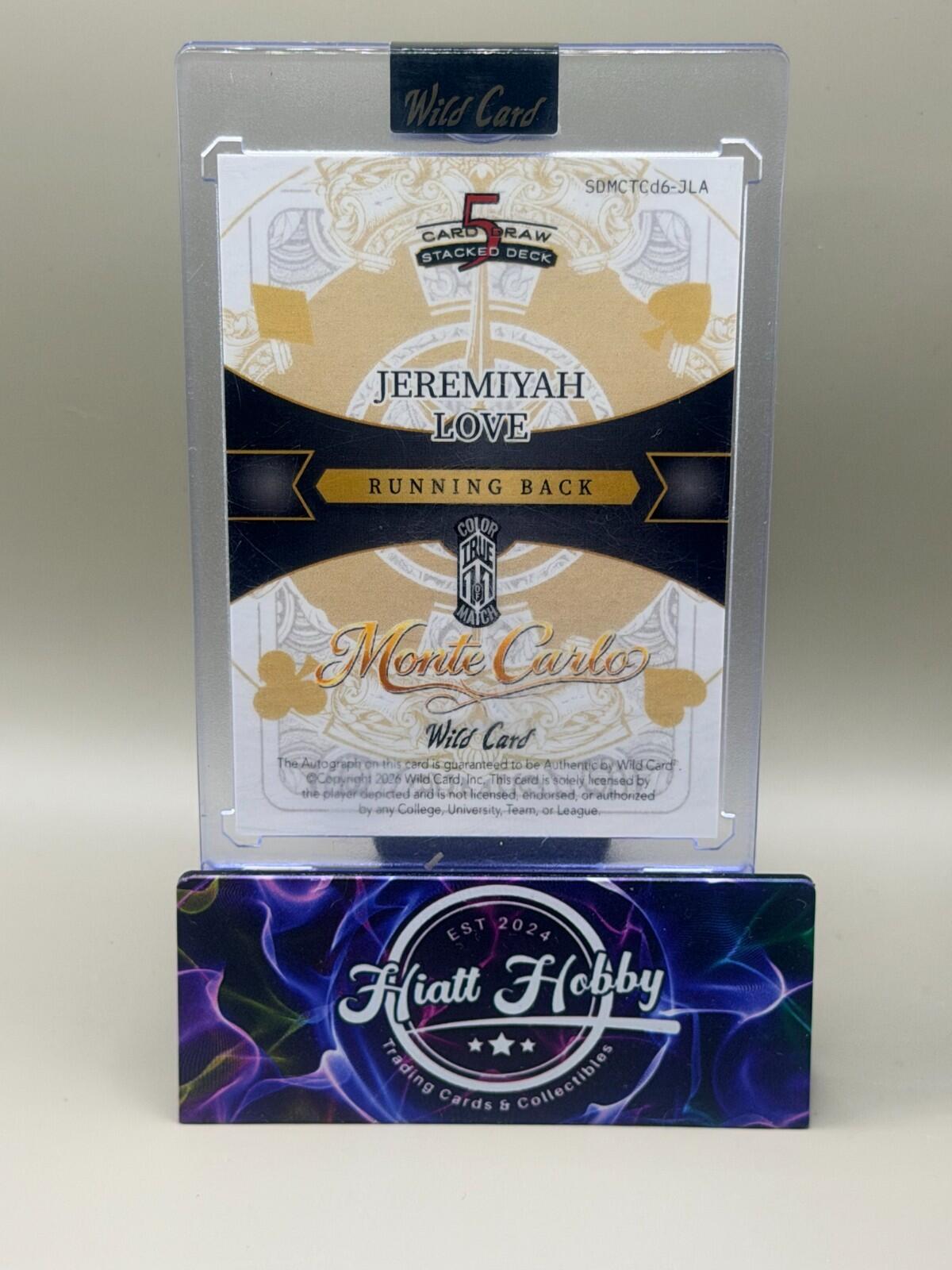 2025 Wild Card 5 Card Draw - Jeremiyah Love Gold Monte Carlo Auto 1/1