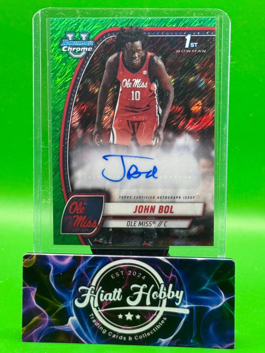 2024-25 Bowman University Chrome Basketball - John Bol #31 - Green Shimmer Auto