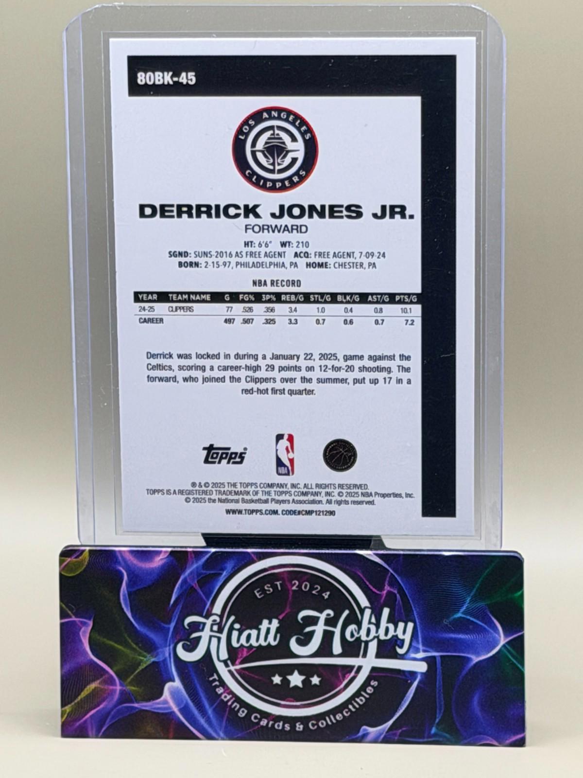 2025-26 Topps Basketball - Derrick Jones Jr #80BK-45 - 45th Anniversary