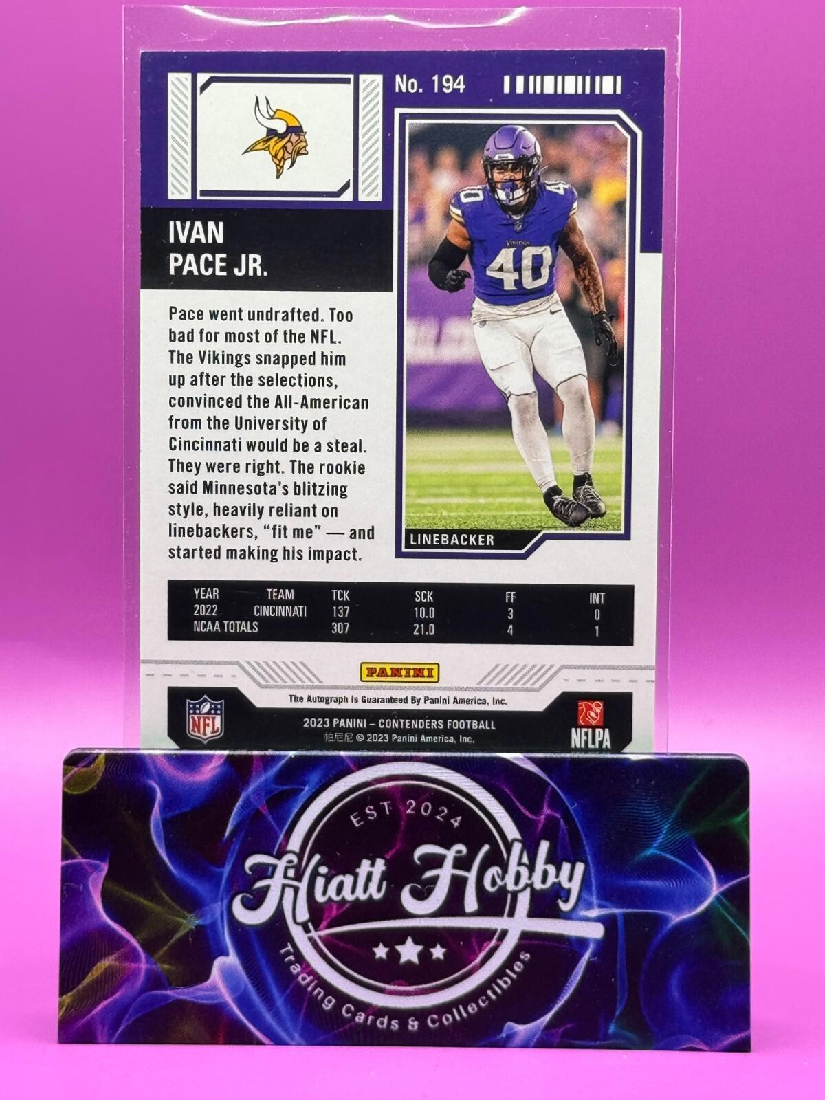 2023 Panini Contenders - Divisional Ticket #194 Ivan Pace Jr. /99 (AU, RC)