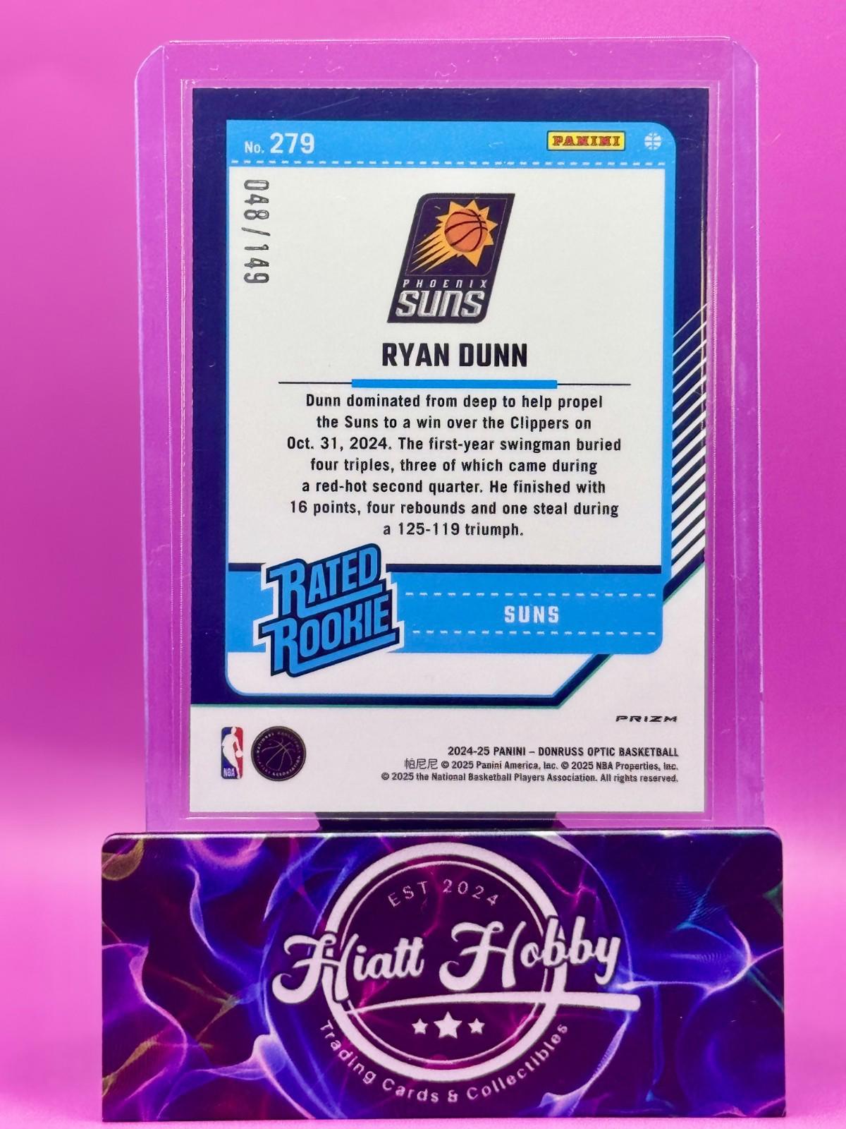 2024-25 Panini Donruss Optic - Ryan Dunn #279 - Green Shock /149 (RC)