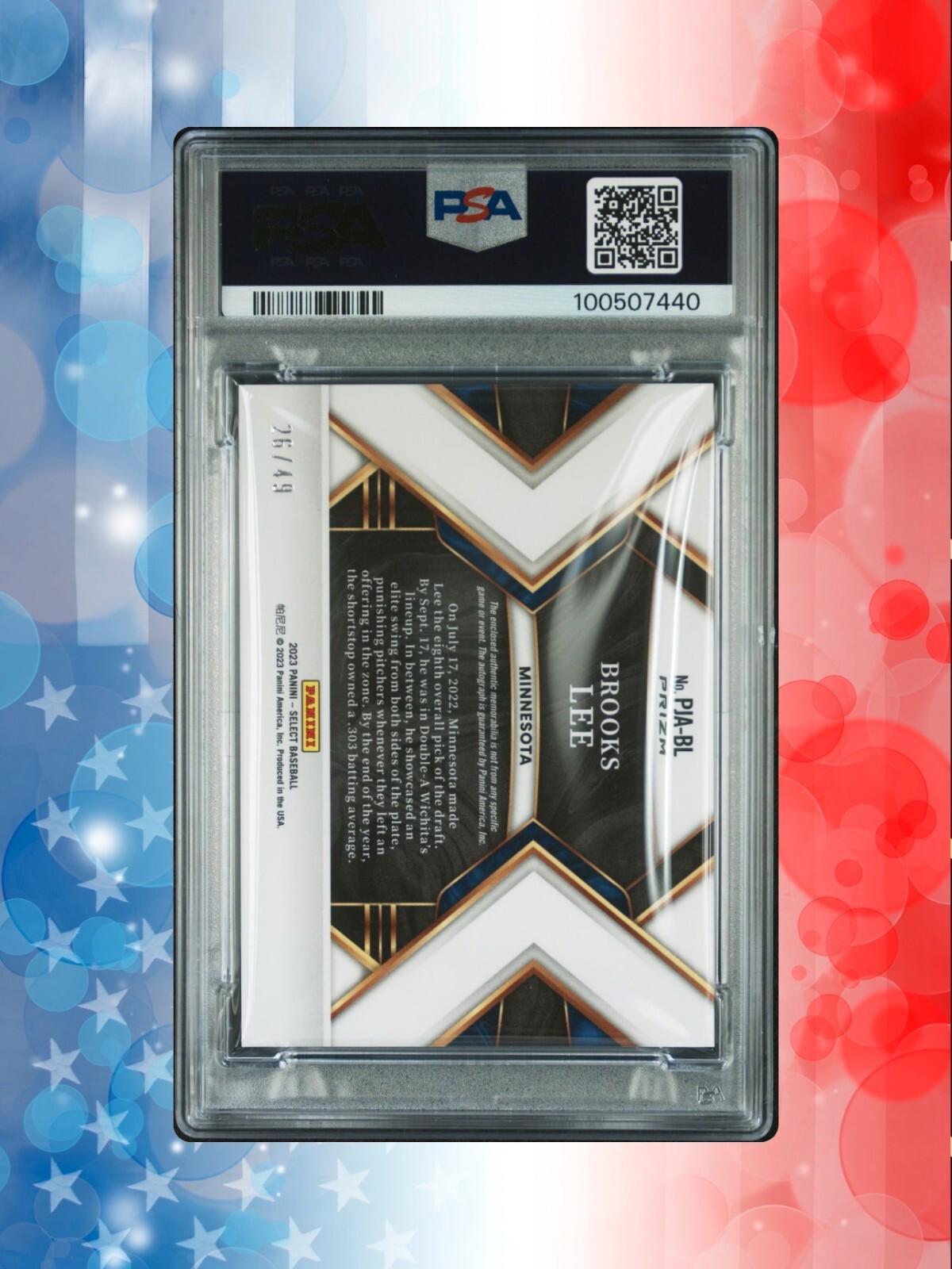 2023 Select Baseball - BROOKS LEE #PJA-BL - RPA - Tri-Color /49 - PSA 8