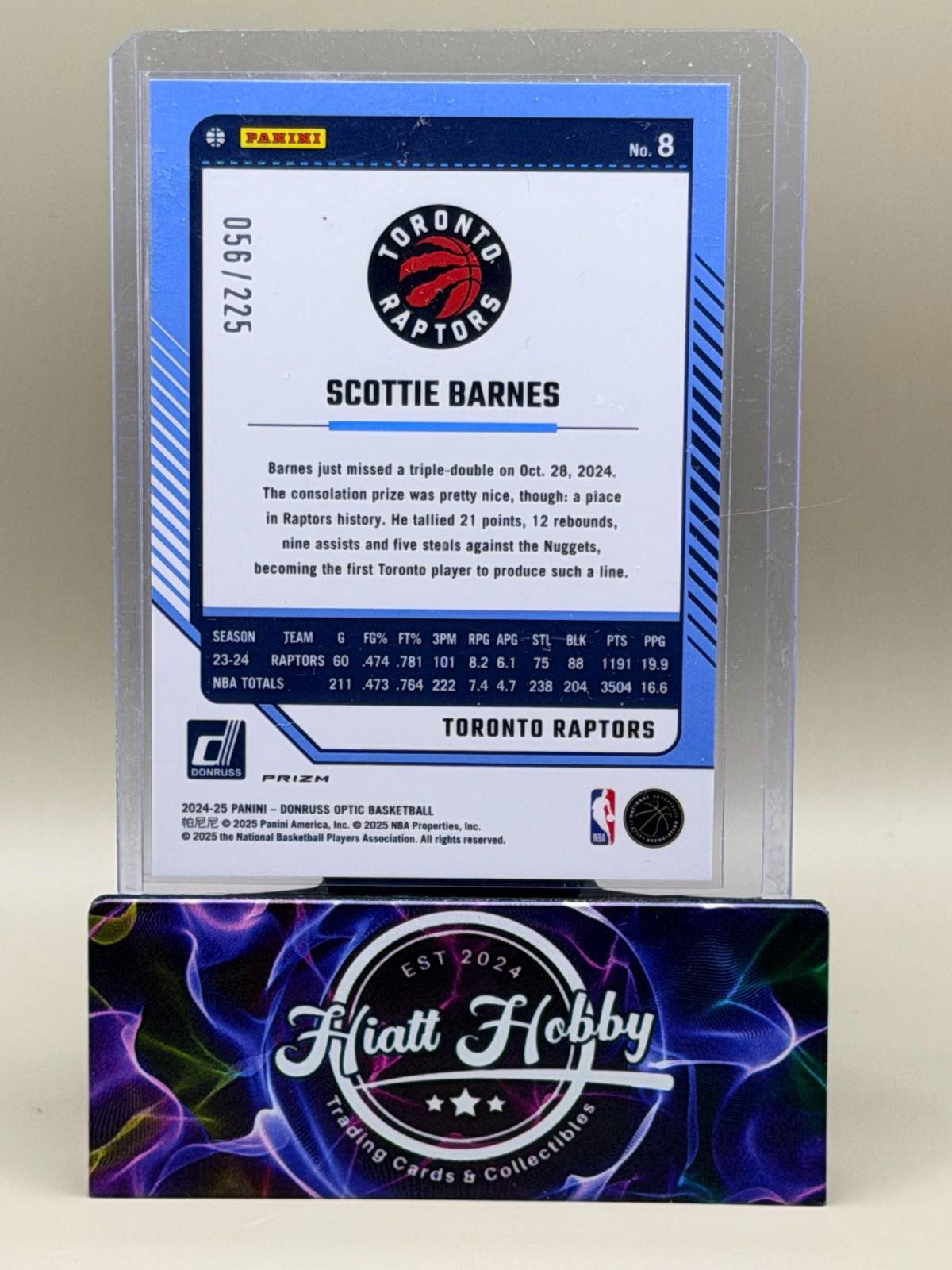 2024-25 Panini Donruss Optic - Scottie Barnes #8 - Orange Shock Prizm /225