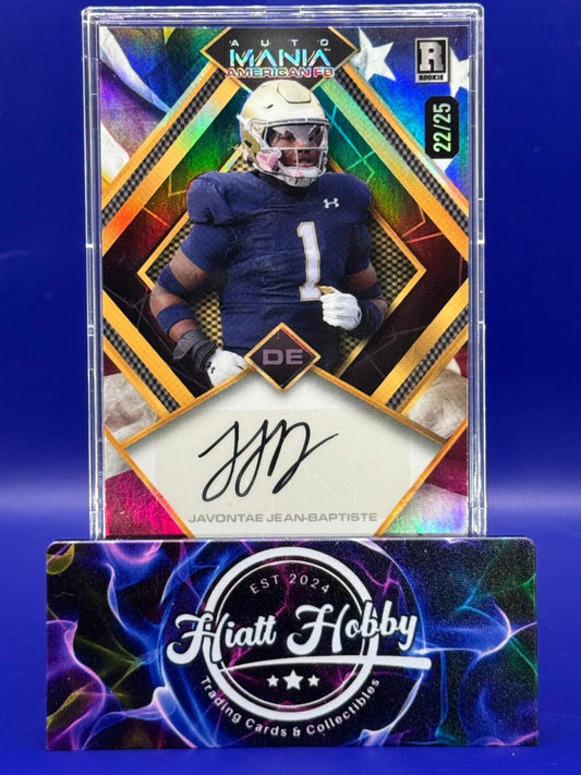 2024 Wild Card Auto Mania - Javantae Jean-Baptiste #AMAD-JJ - American Flag /25