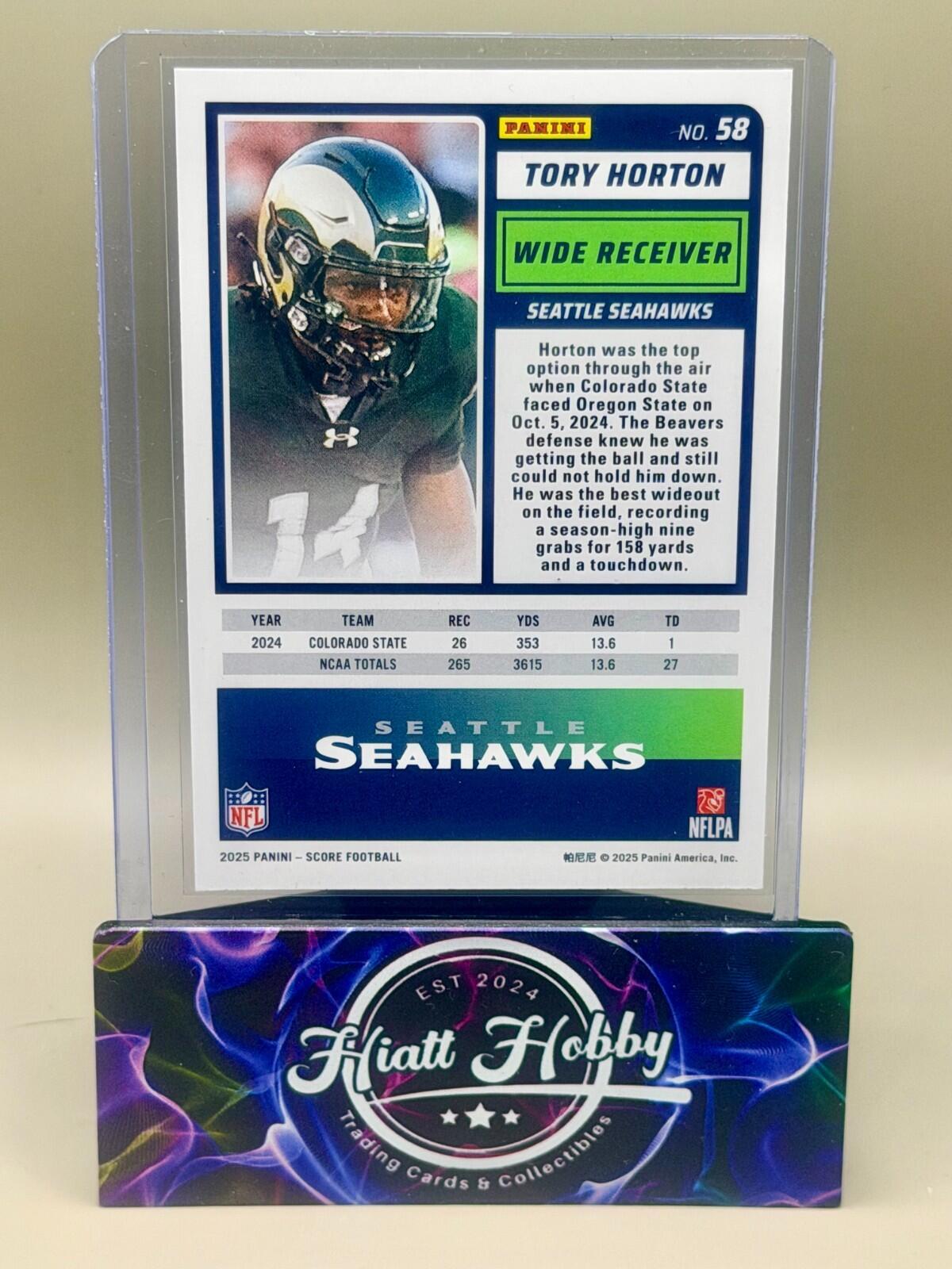 2025 Panini Score - #58 Tory Horton (RC)