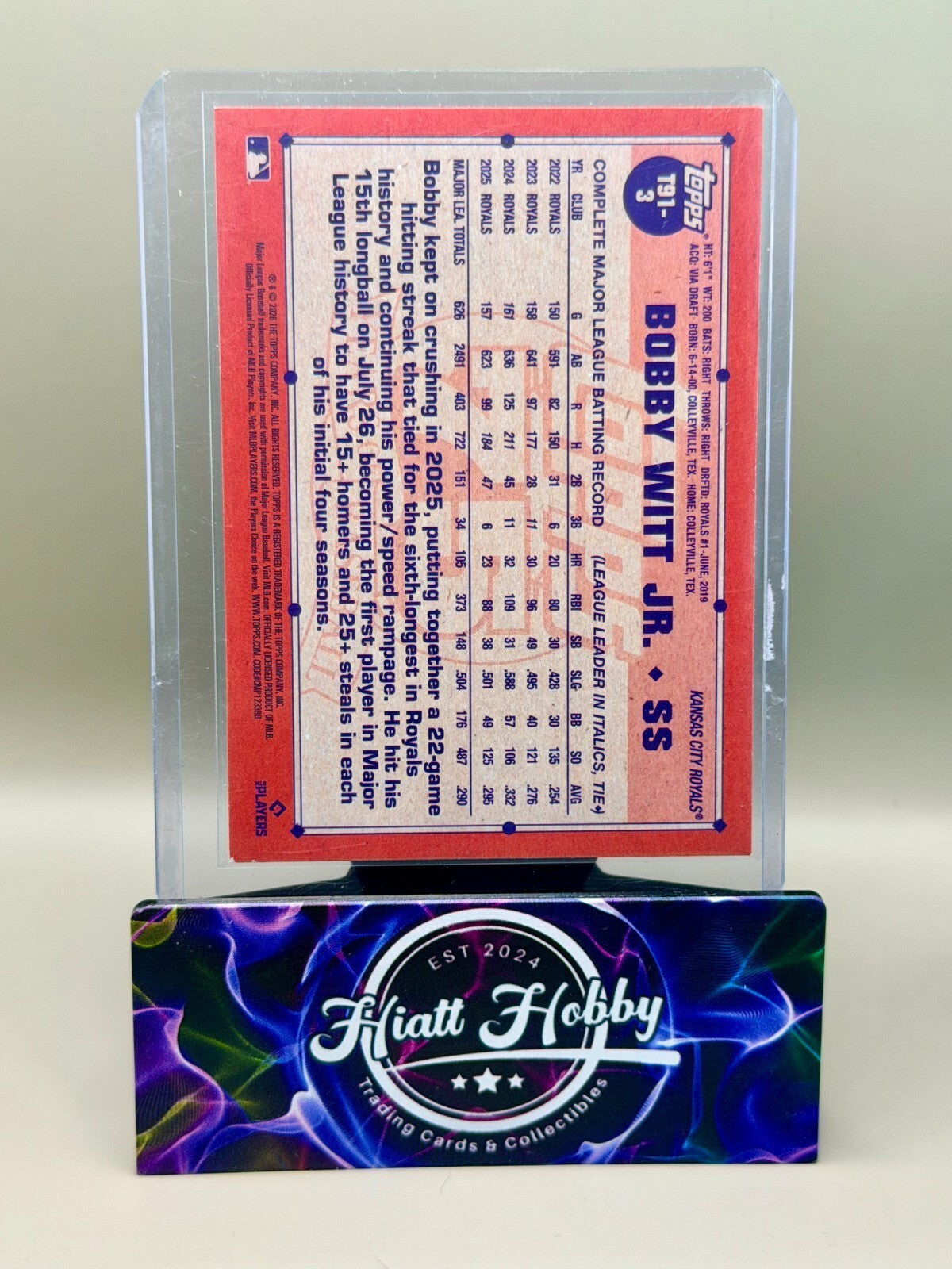 2026 Topps Series 1 - #T91-3 Bobby Witt Jr - 35th Anniversary - Pink