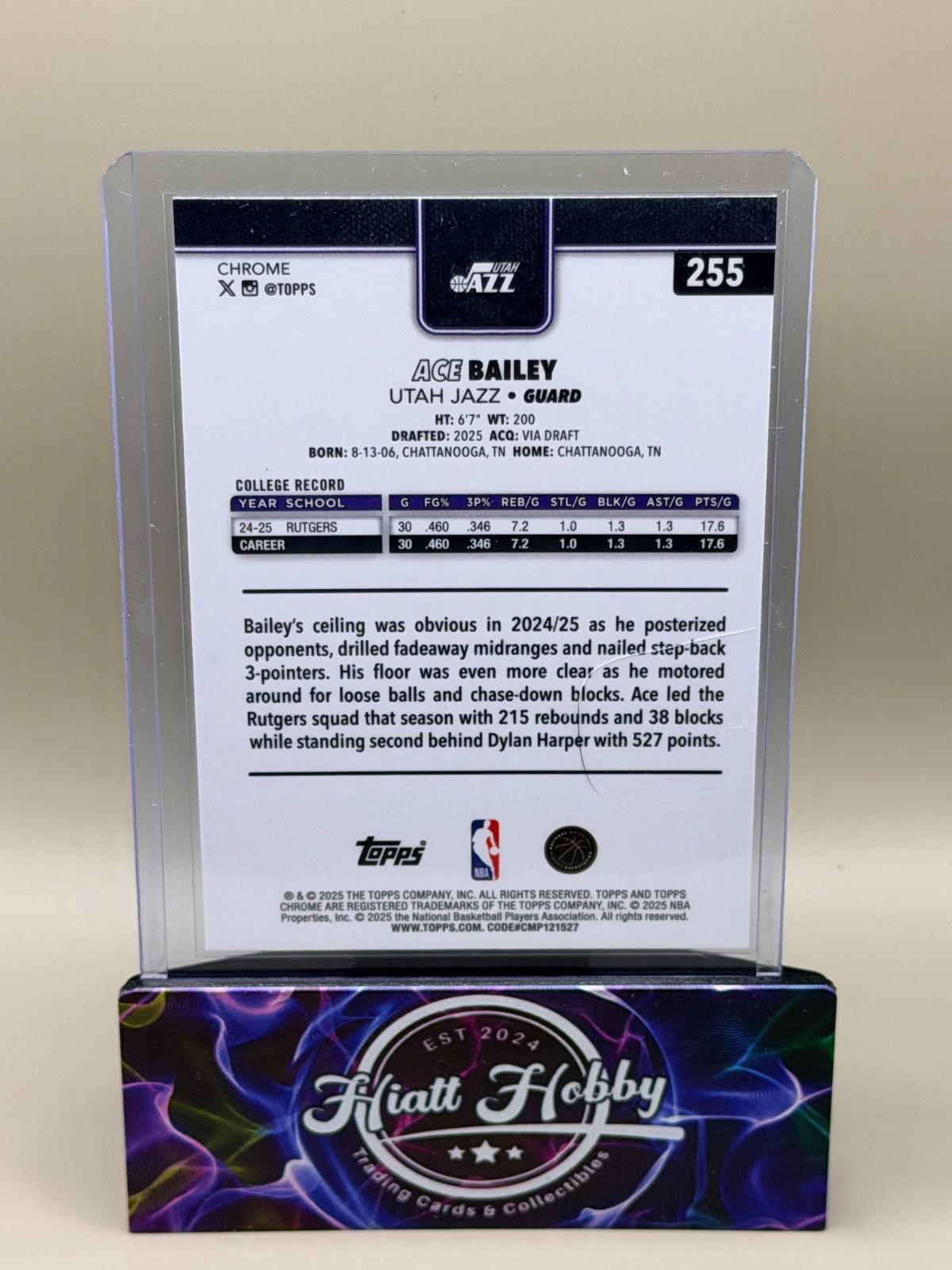 2025-26 Topps Chrome - Ace Bailey #255 - Prism Refractor (RC)