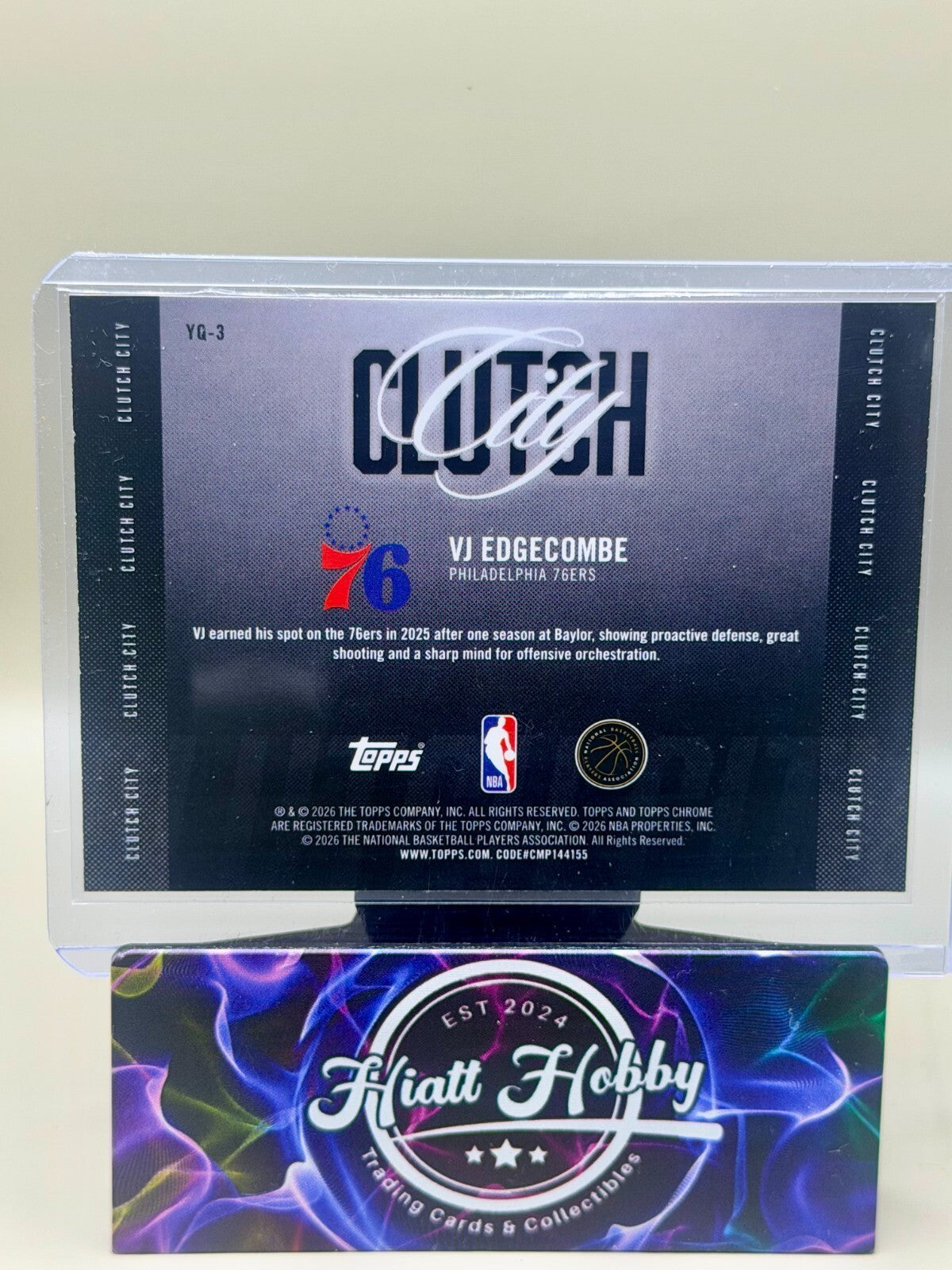 2025-26 Topps Chrome Update - #YQ-3 - VJ Edgecombe - Clutch City (RC)