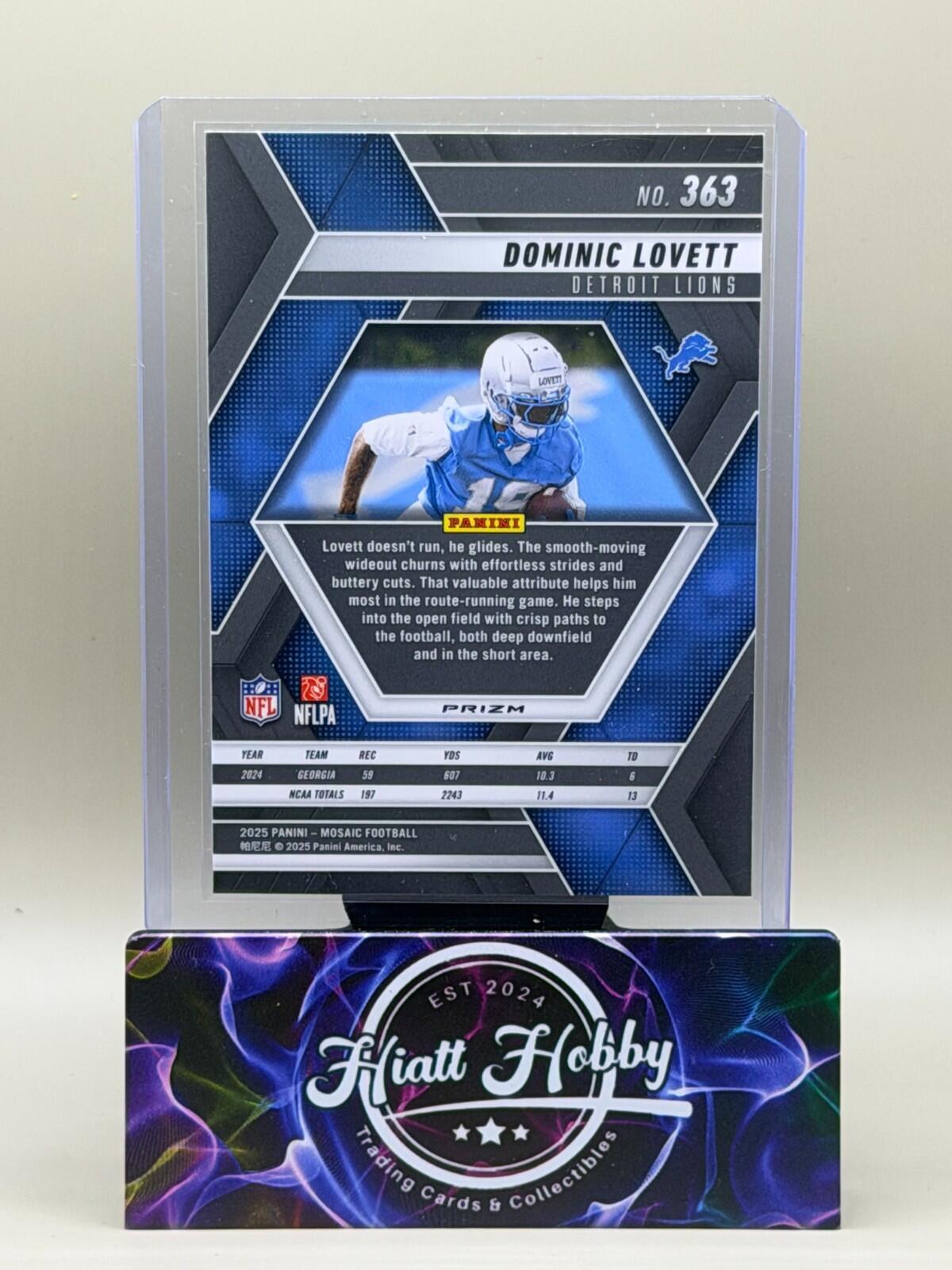2025 Panini Mosaic Football - #363 Dominic Lovett - Reactive Yellow Mosaic (RC)