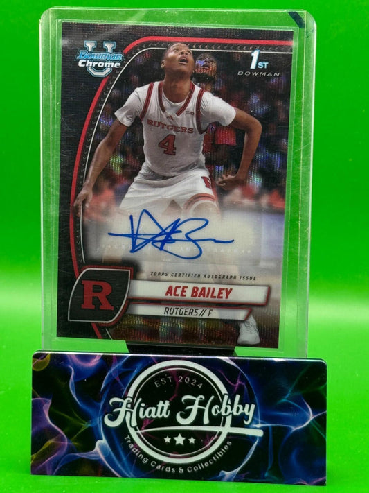 2024-25 Bowman University Chrome Basketball - Ace Bailey #1 - Black Wave Auto