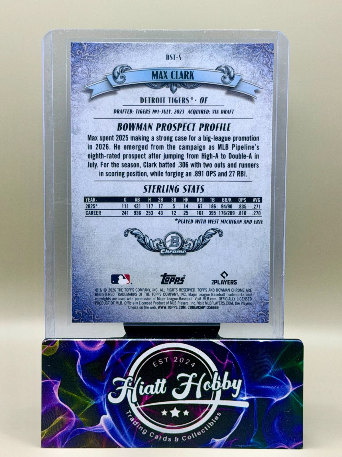 2026 Bowman Chrome Baseball - #BST-5 Max Clark - Sterling Mojo (RC)