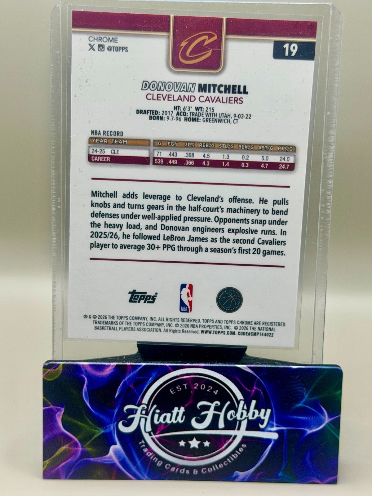 2025-26 Topps Chrome Update - #19 Donovan Mitchell - Raywave Refractor