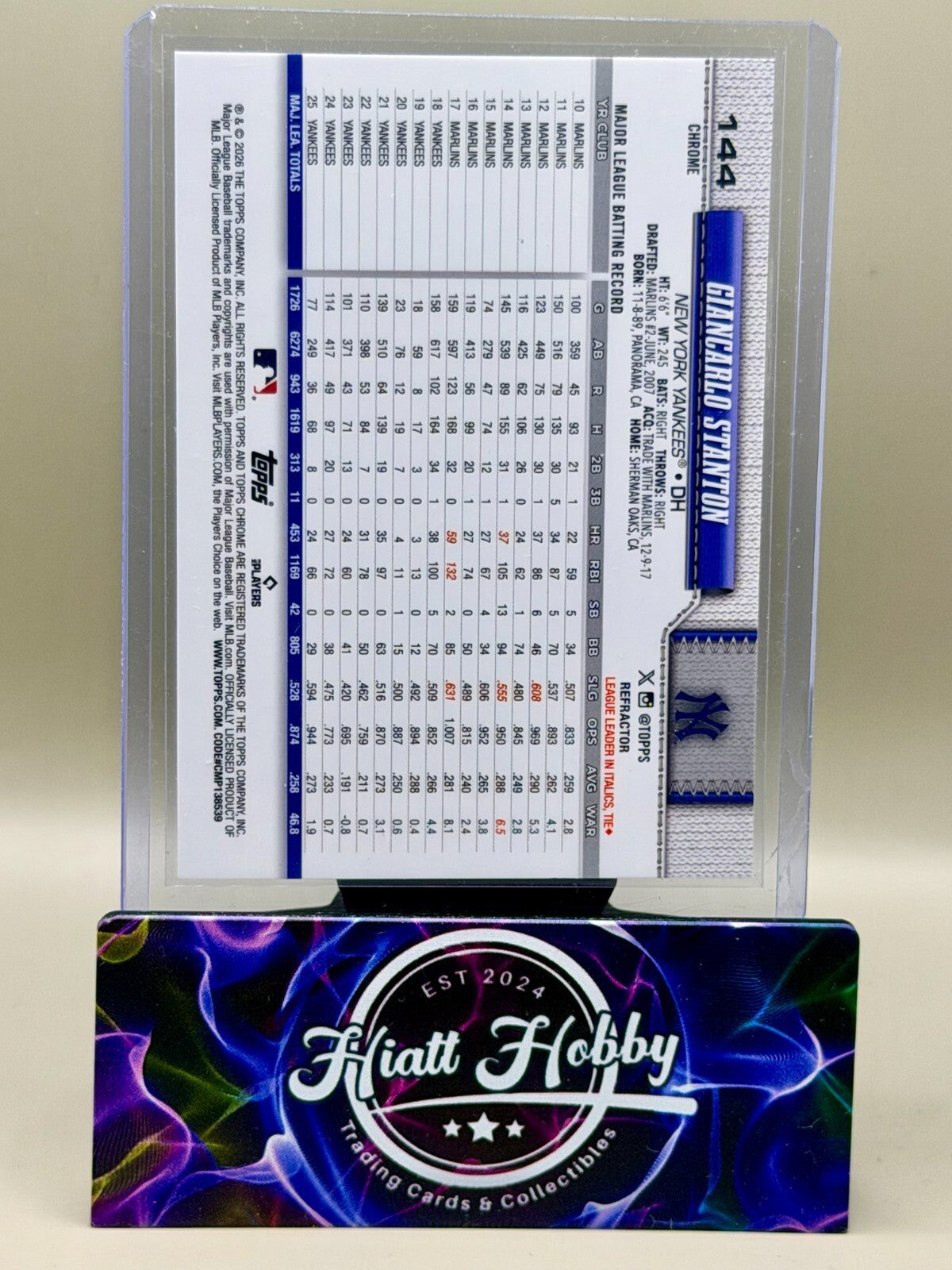 2026 Topps Chrome - #144 Giancarlo Stanton - Refractor