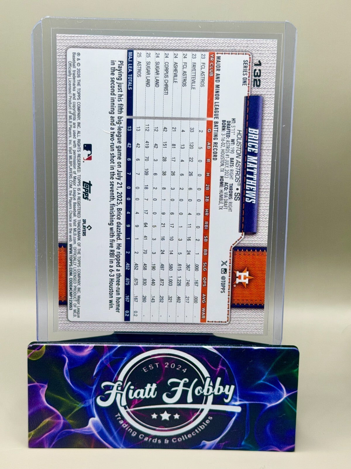 2026 Topps Series 1 - #132 Brice Matthews - Holofoil (RC)
