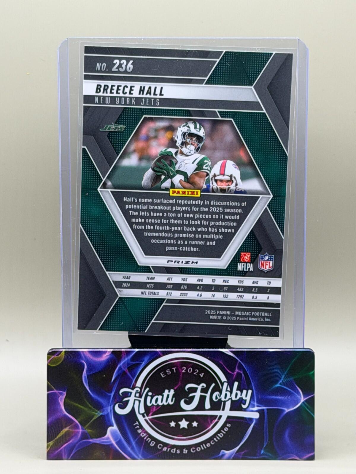 2025 Panini Mosaic Football - #236 Breece Hall - Purple Scope