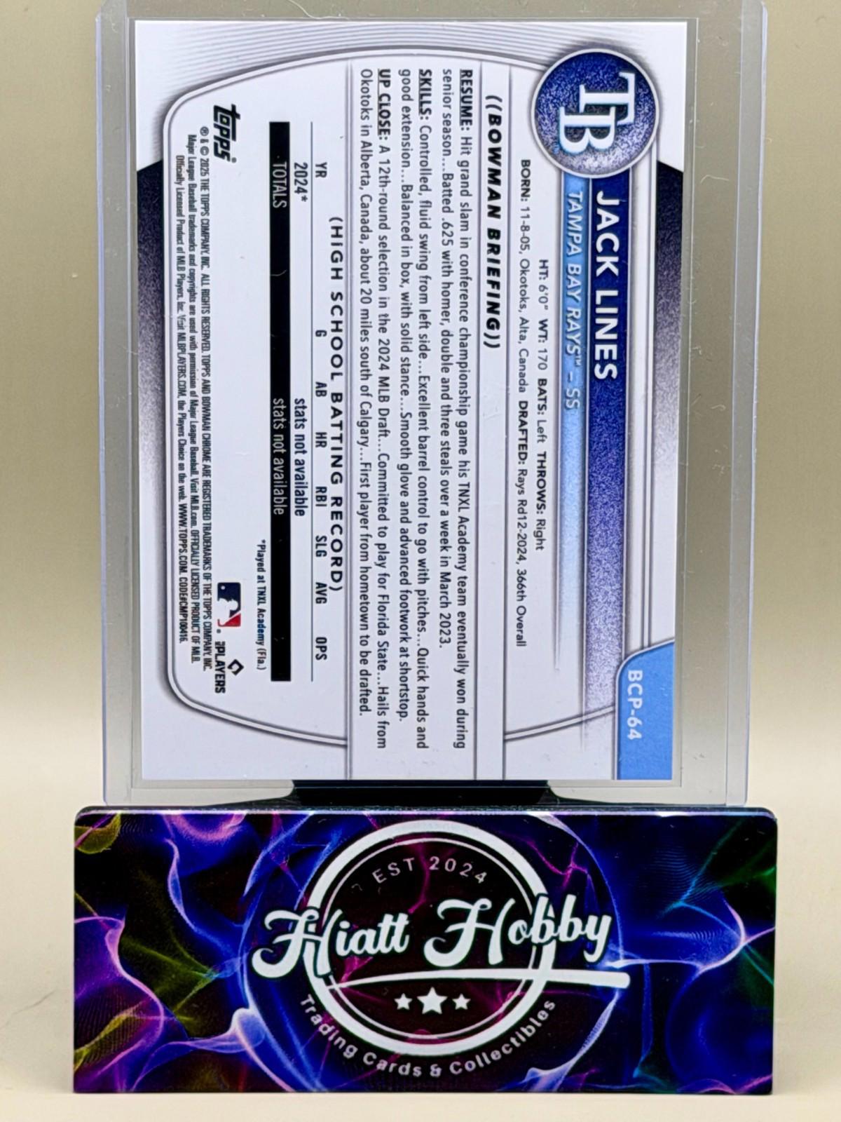 2025 Bowman Chrome - Jack Lines #BCP-64 - Gold /50 (RC)