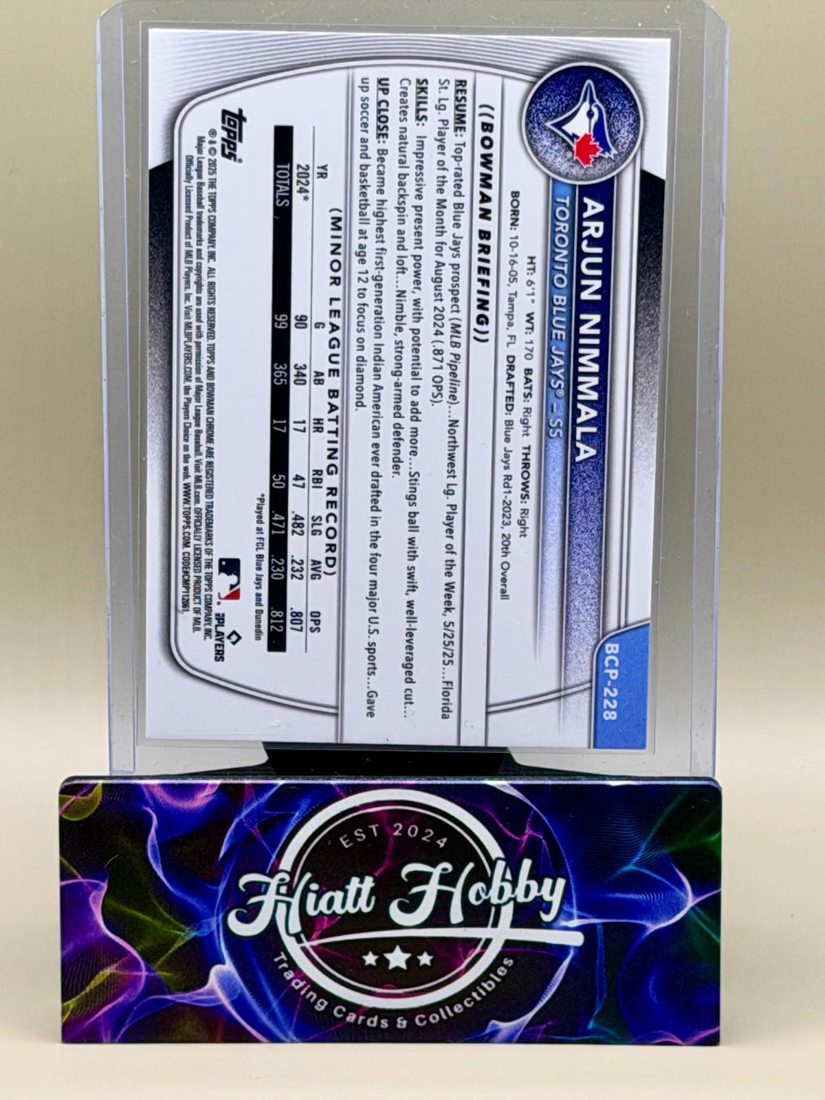 2025 Bowman Chrome - Arjun Nimmala #BCP-228 - Laser Refractor (RC)