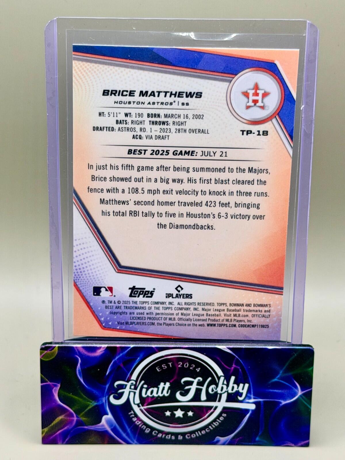 2025 Bowman's Best - #TP-18 Brice Matthews - Wave Refractor (RC)
