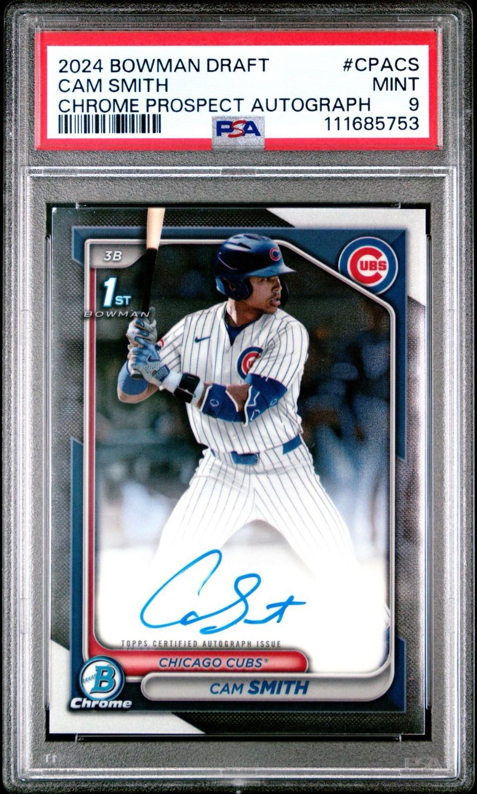 2024 Bowman Draft - Cam Smith #CPA-CS - Chrome Auto - (RC, AU) PSA 9