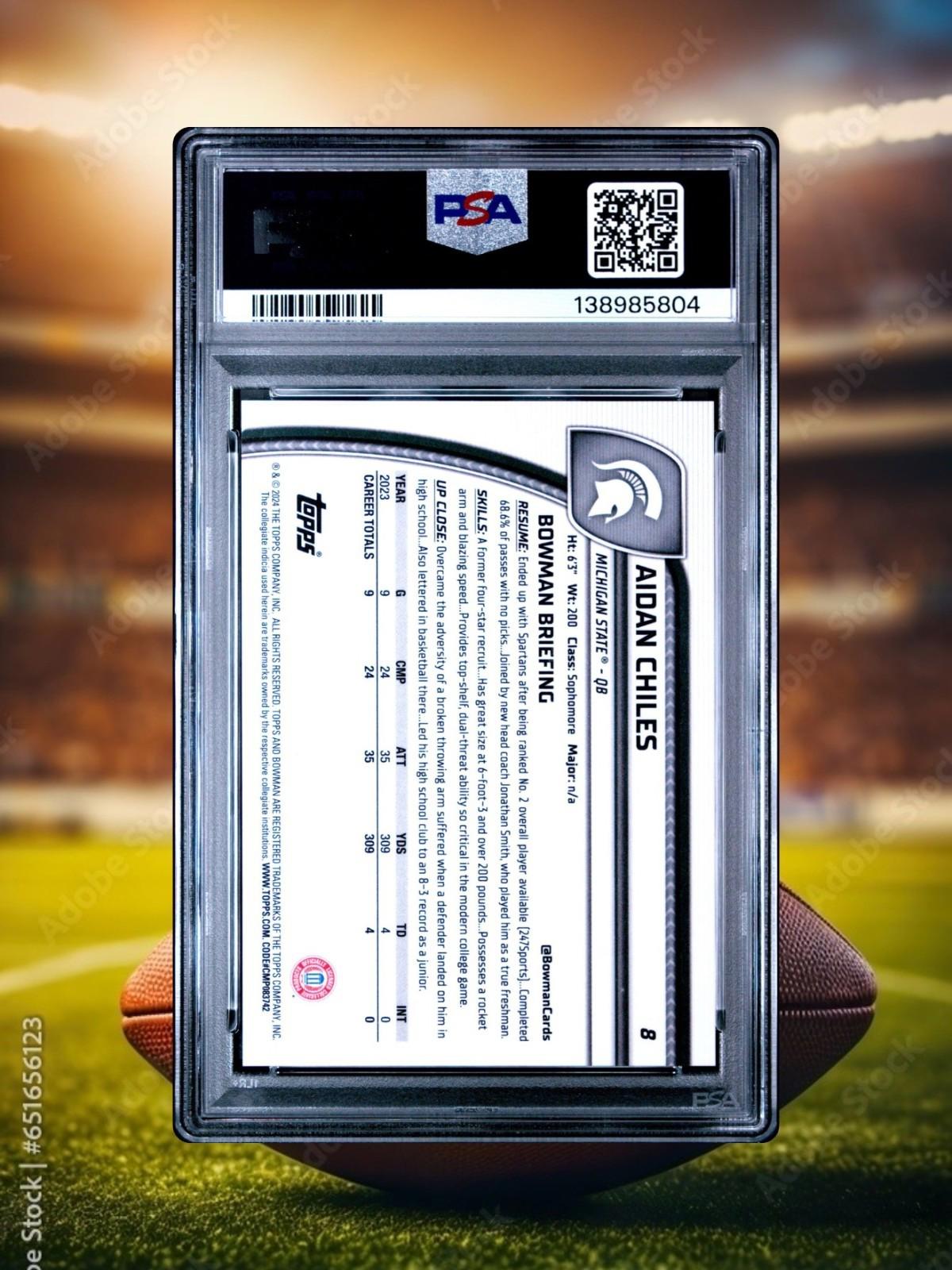 2024 Bowman Chrome University - Aidan Chiles #8 - Orange /25 - PSA 9