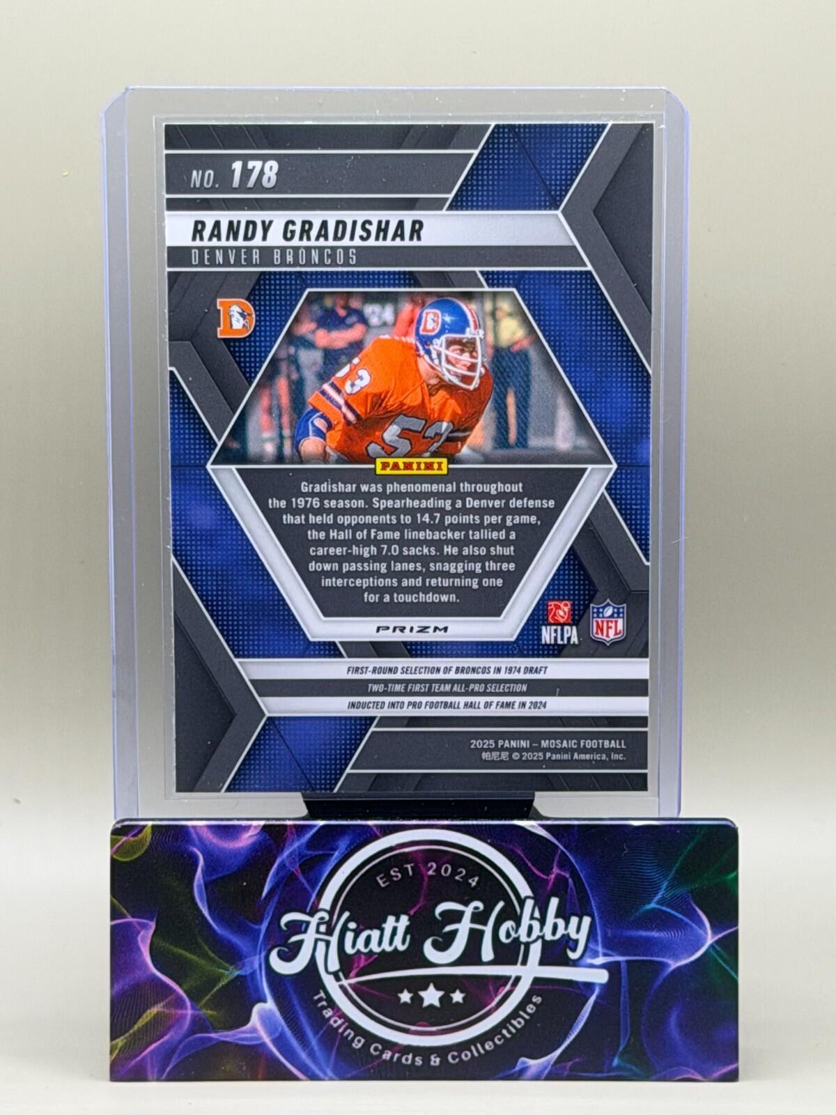 2025 Panini Mosaic Football - #178 Randy Gradishar - Reactive Yellow Mosaic
