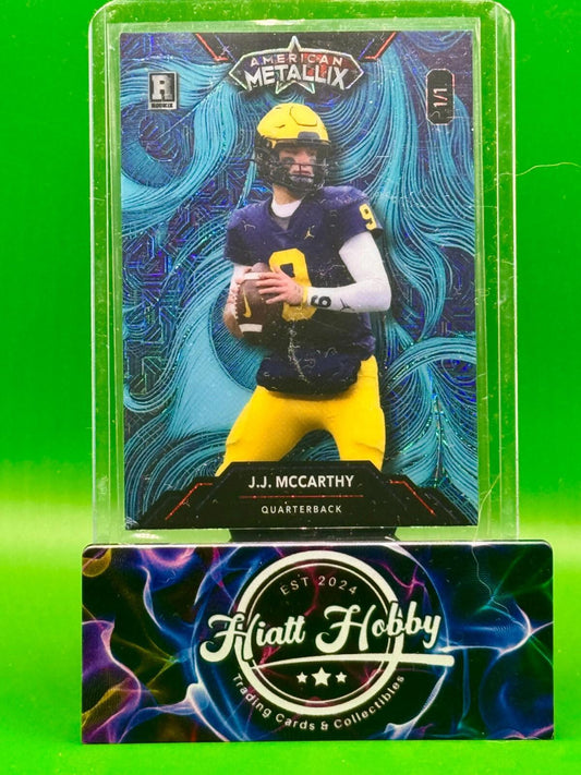 2024 Wild Card Metallix - JJ McCarthy - Blue Mojo Megafractal 1/1 - Case Hit