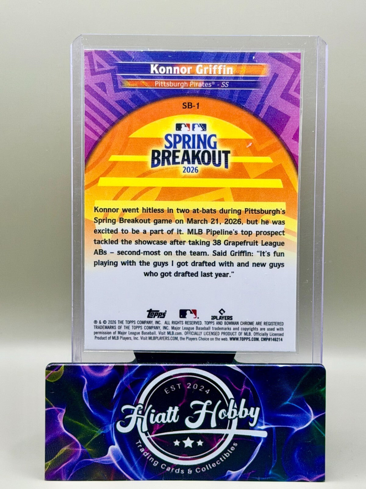 2026 Bowman Chrome - #SB-1 Konnor Griffin - Spring Breakout - Mojo (RC)