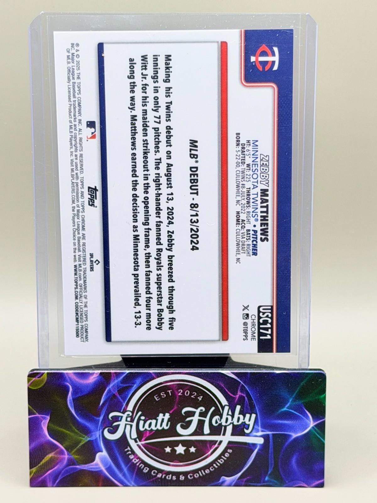 2025 Topps Chrome Update - Zebby Matthews #USC171 - Black /10 (RC)