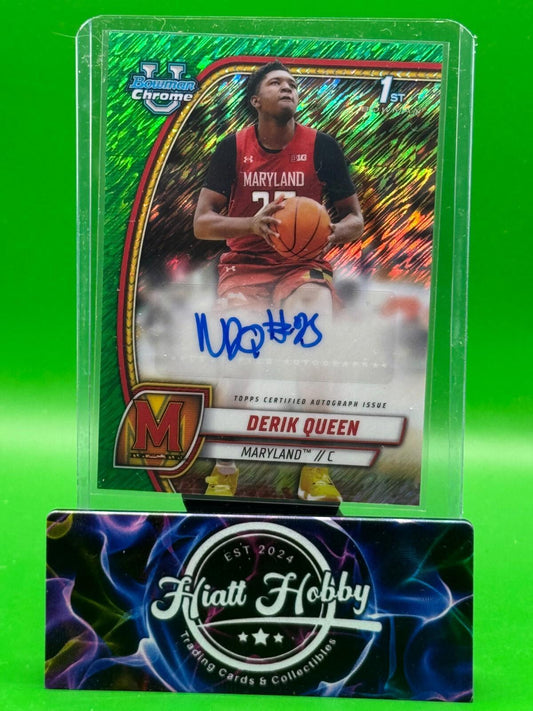 2024-25 Bowman University Chrome Basketball - Derik Queen #19 - Green Shimmer Au