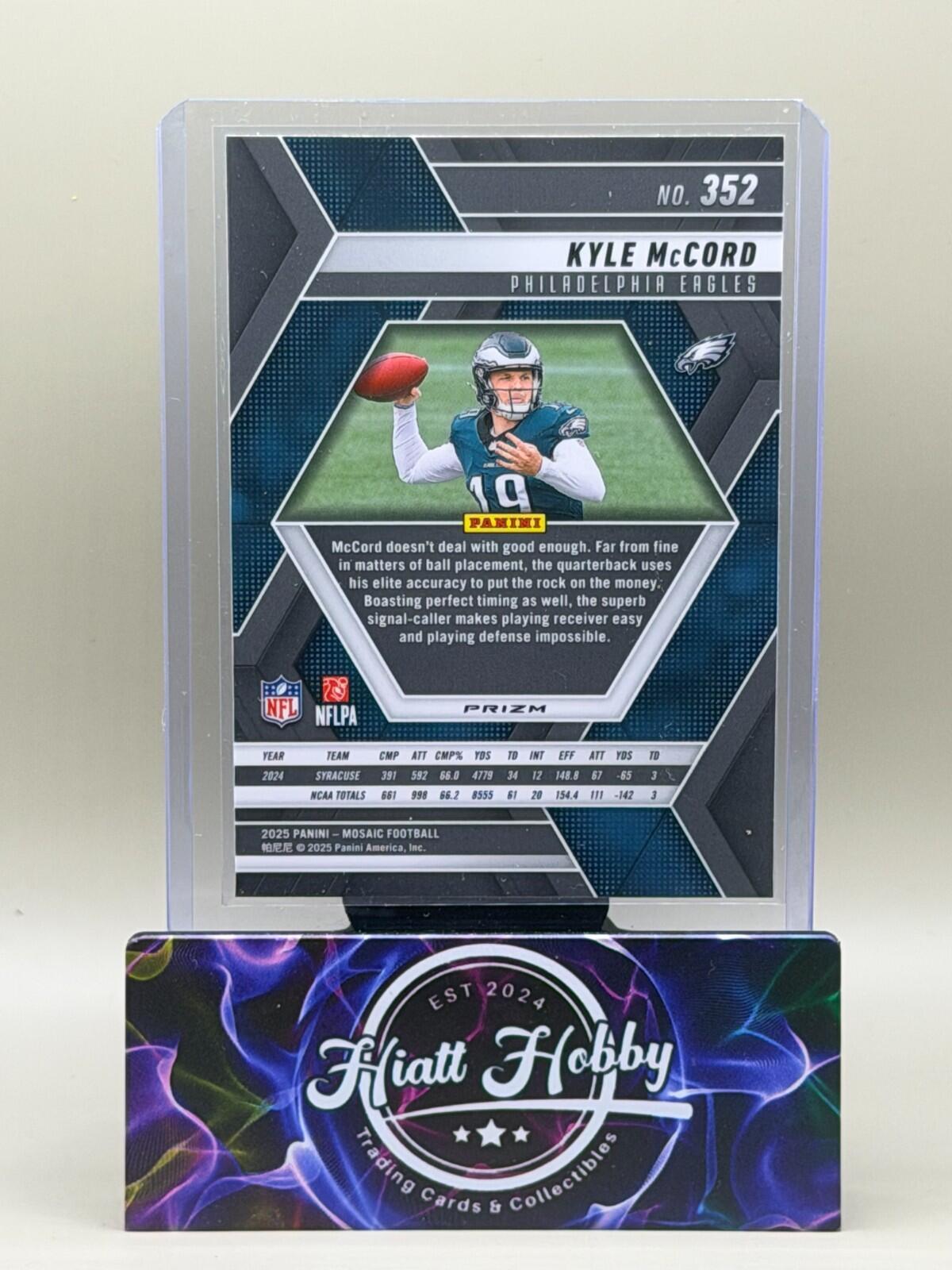 2025 Panini Mosaic Football - #352 Kyle McCord - Reactive Yellow Mosaic (RC)