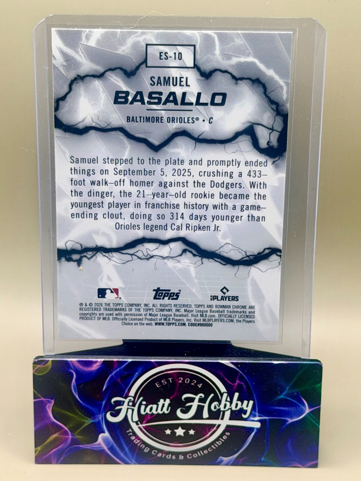 2026 Bowman Chrome Baseball - #ES-10 Samuel Basallo - Electric Sluggers (RC)