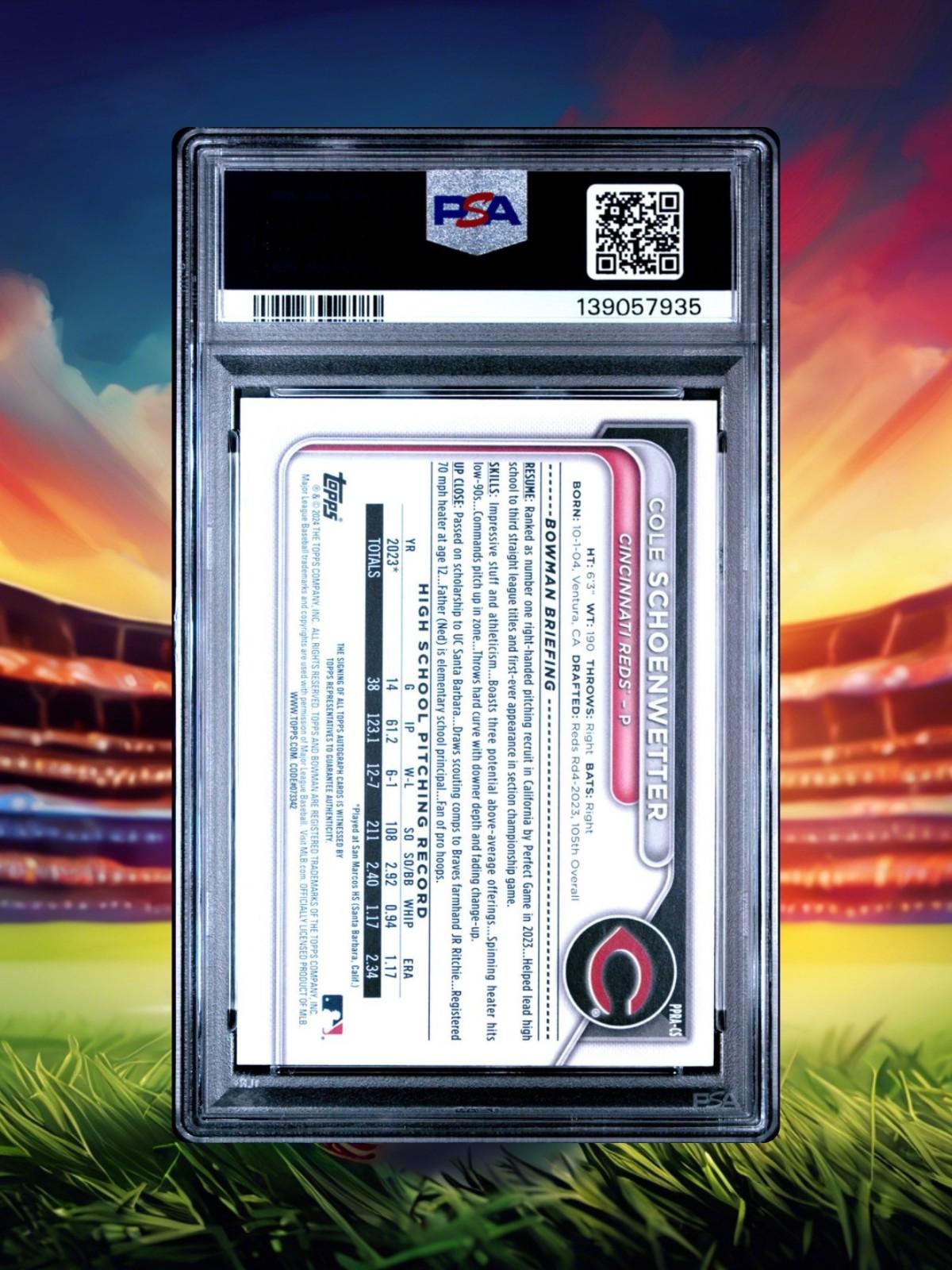 2024 Bowman #PPRA-CS - Cole Schoenwetter - Gold Auto /50 - PSA 9