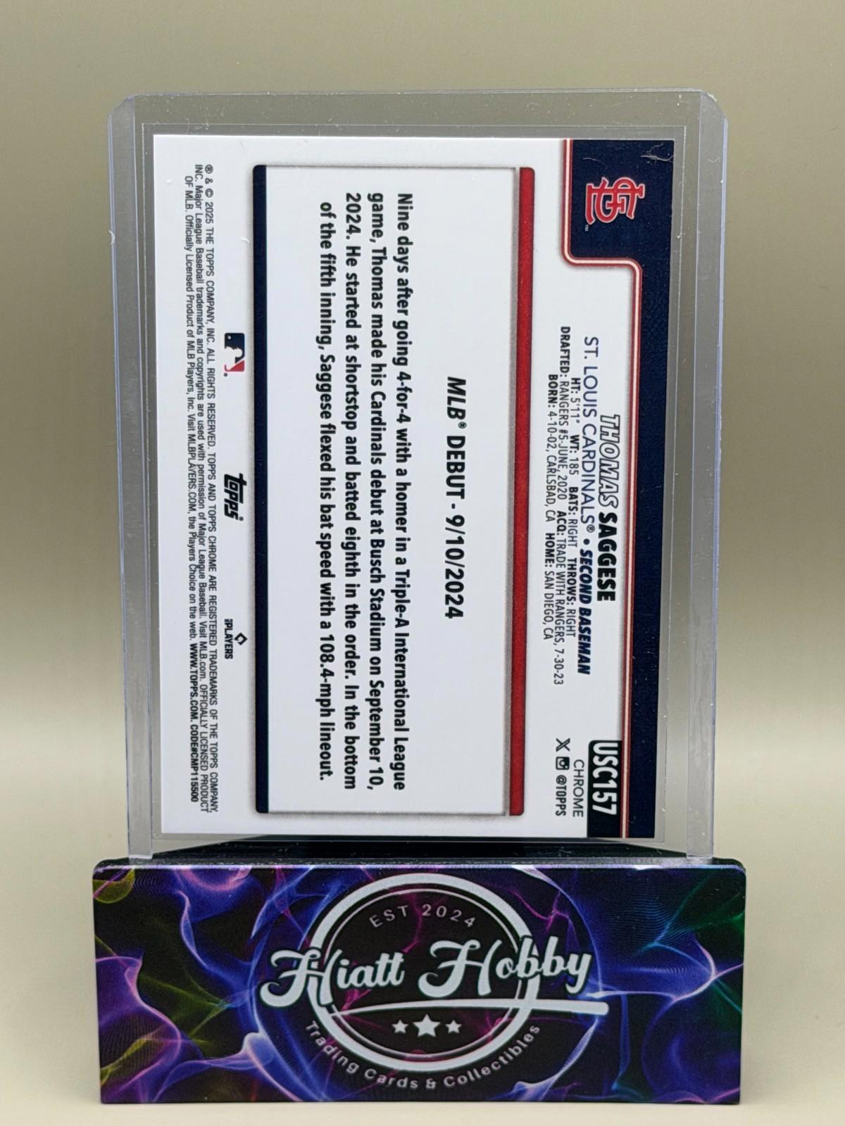 2025 Topps Chrome Update - Thomas Saggese #USC157 - Fanatics Logo Refractor (RC)