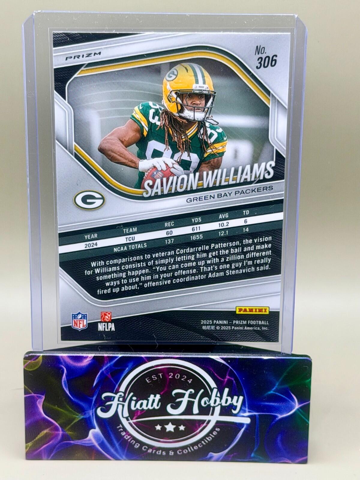 2025 Panini Prizm Football - #306 Savion Williams - Silver Holo Prizm (RC)