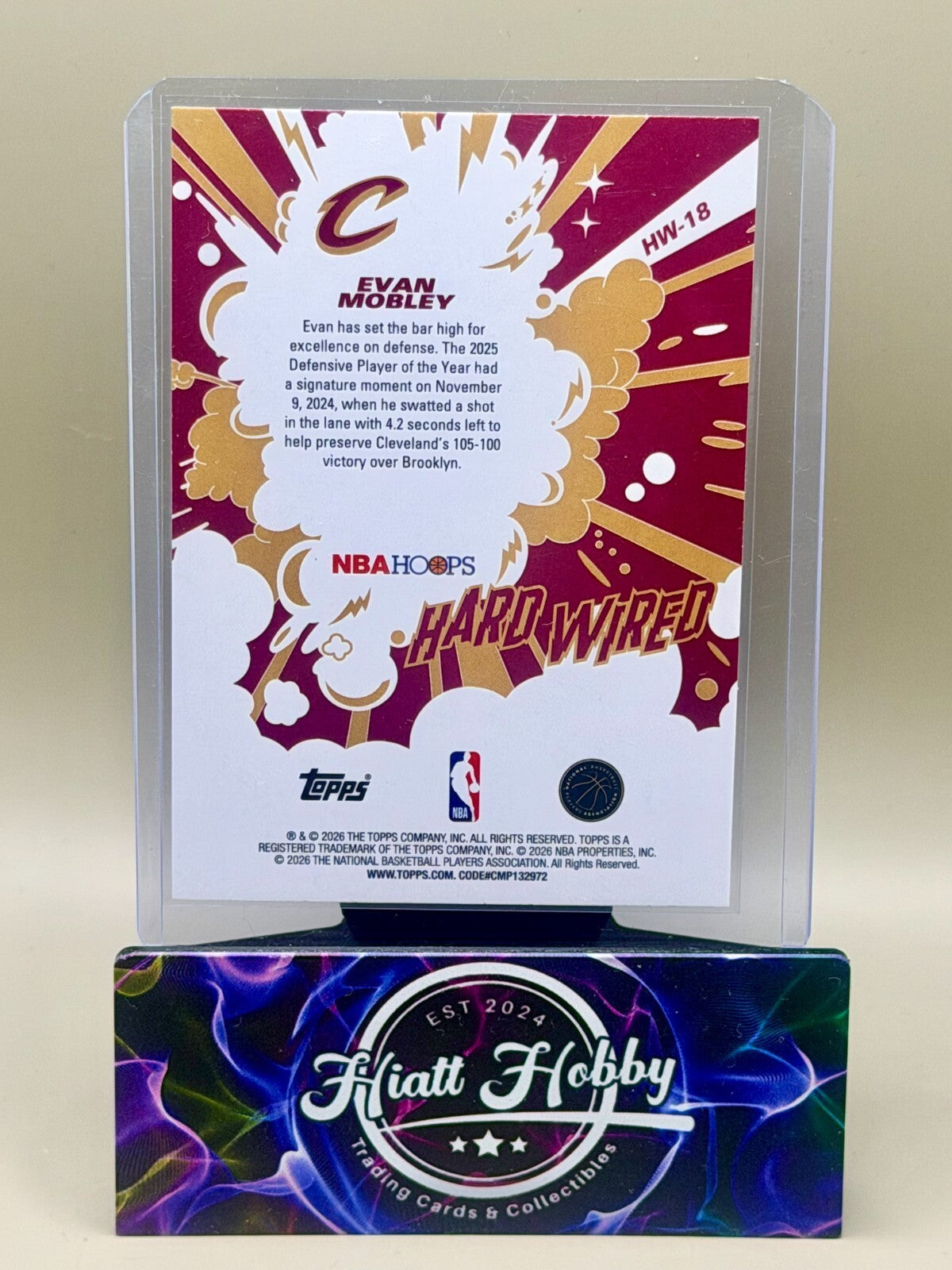 2025-26 NBA Hoops Basketball - #HW-18 Evan Mobley - Hard Wired - Green Hoops
