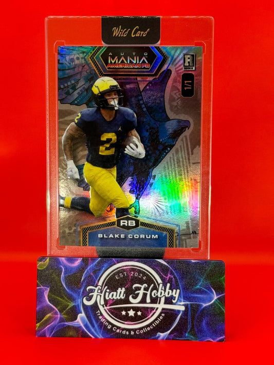 2024 Wild Card Blake Corum #AMAH-BC - Blue Eagle Rainbow Foil - 1/1 🔥