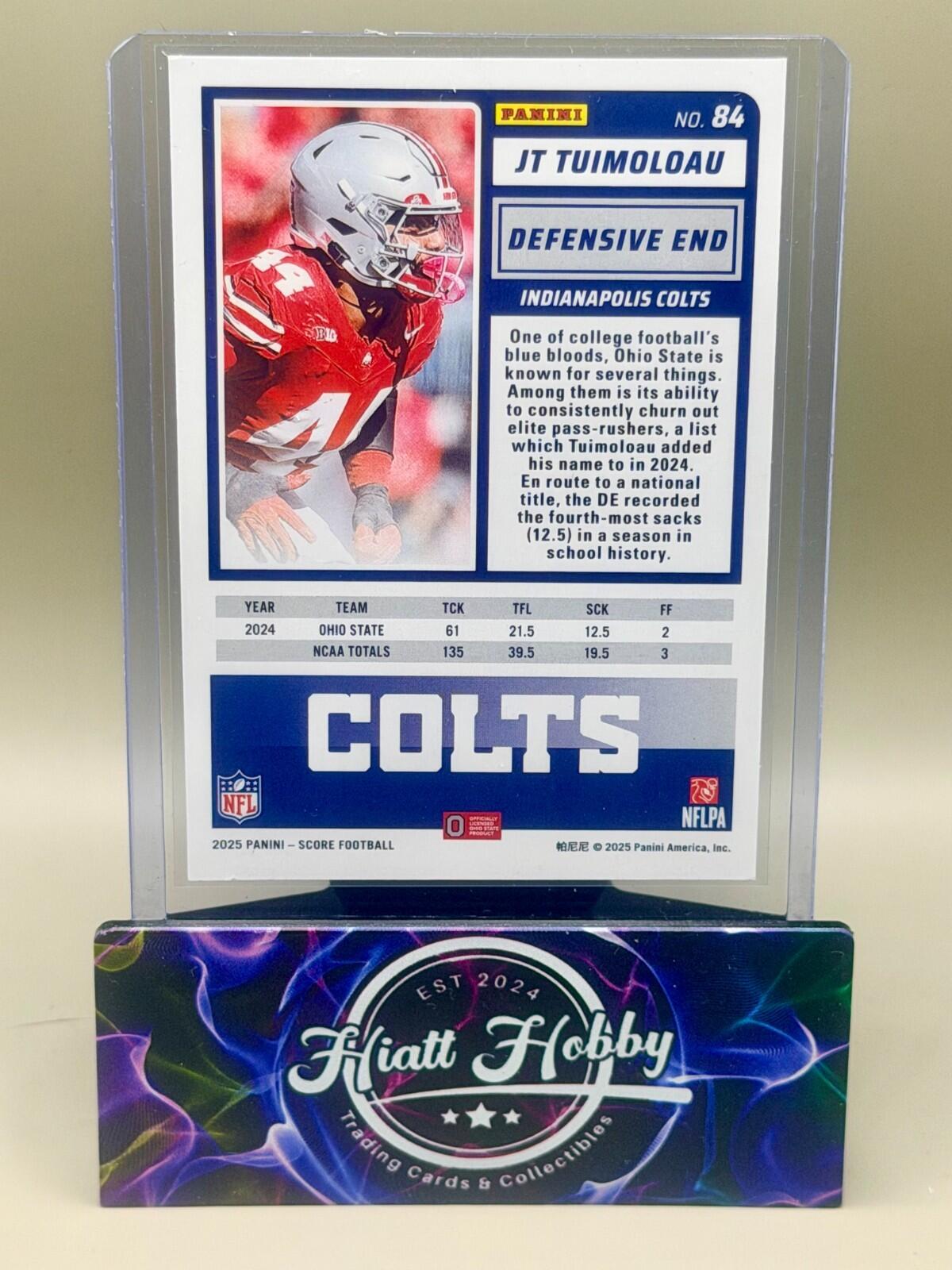 2025 Panini Score - #84 JT Tuimoloau (RC)