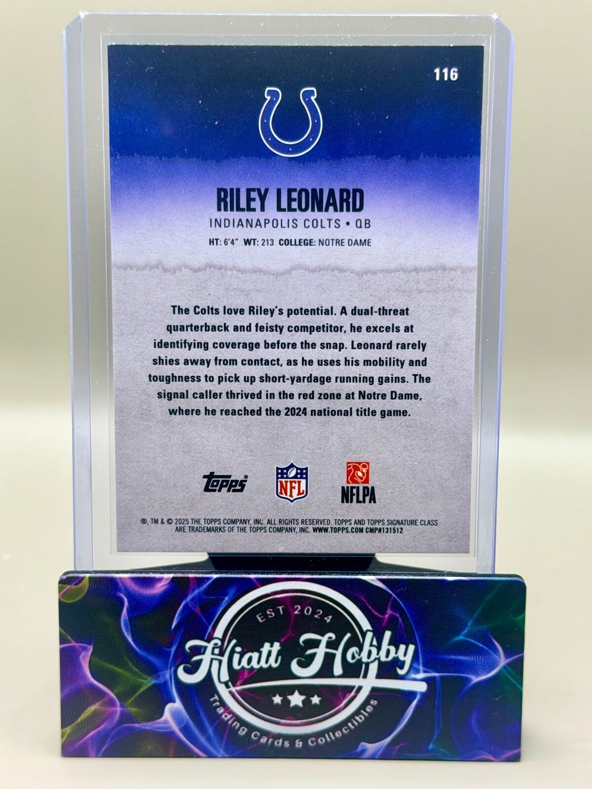 2025 Topps Signature Class Football - #116 Riley Leonard - Red Black (RC)