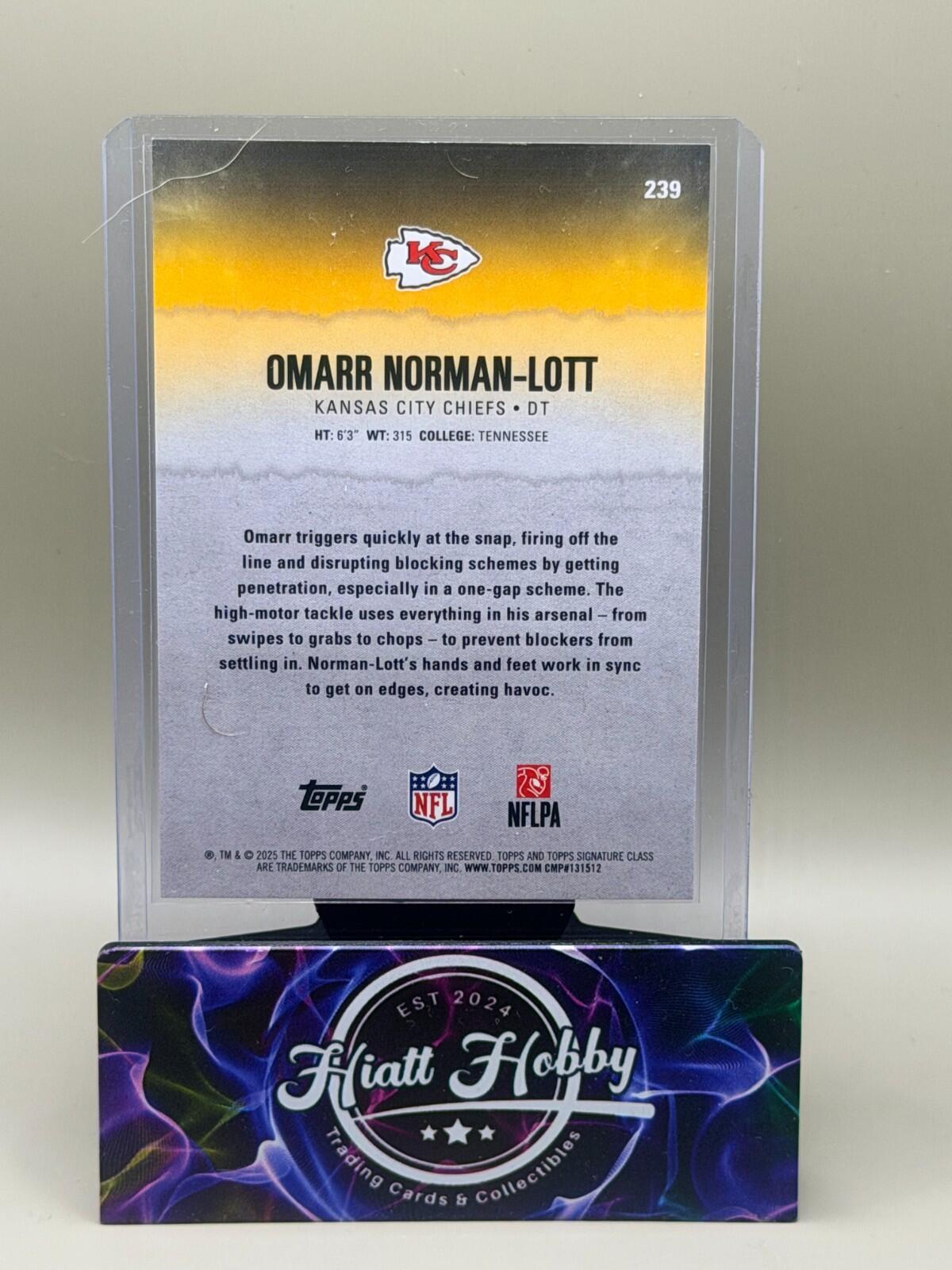 2025 Topps Signature Series Football - #239 Omarr Norman-Lott (RC)