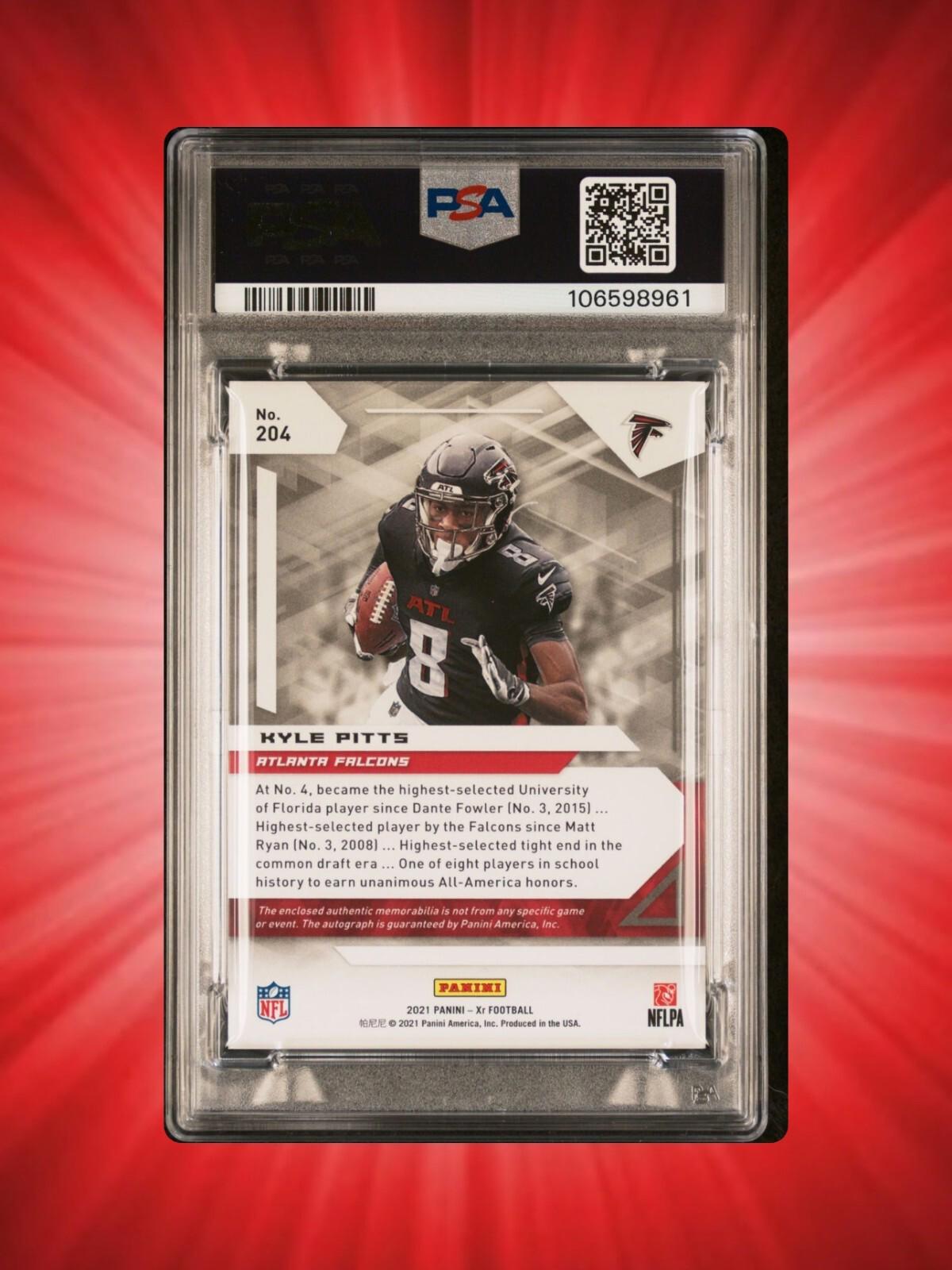 2021 Panini Xr Football - Kyle Pitts - Rookie Triple Patch Auto /149 - PSA 9