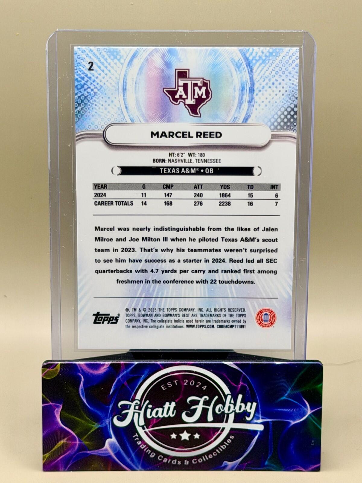 2025 Bowman's Best U - #2 Marcel Reed - Shimmer Refractor